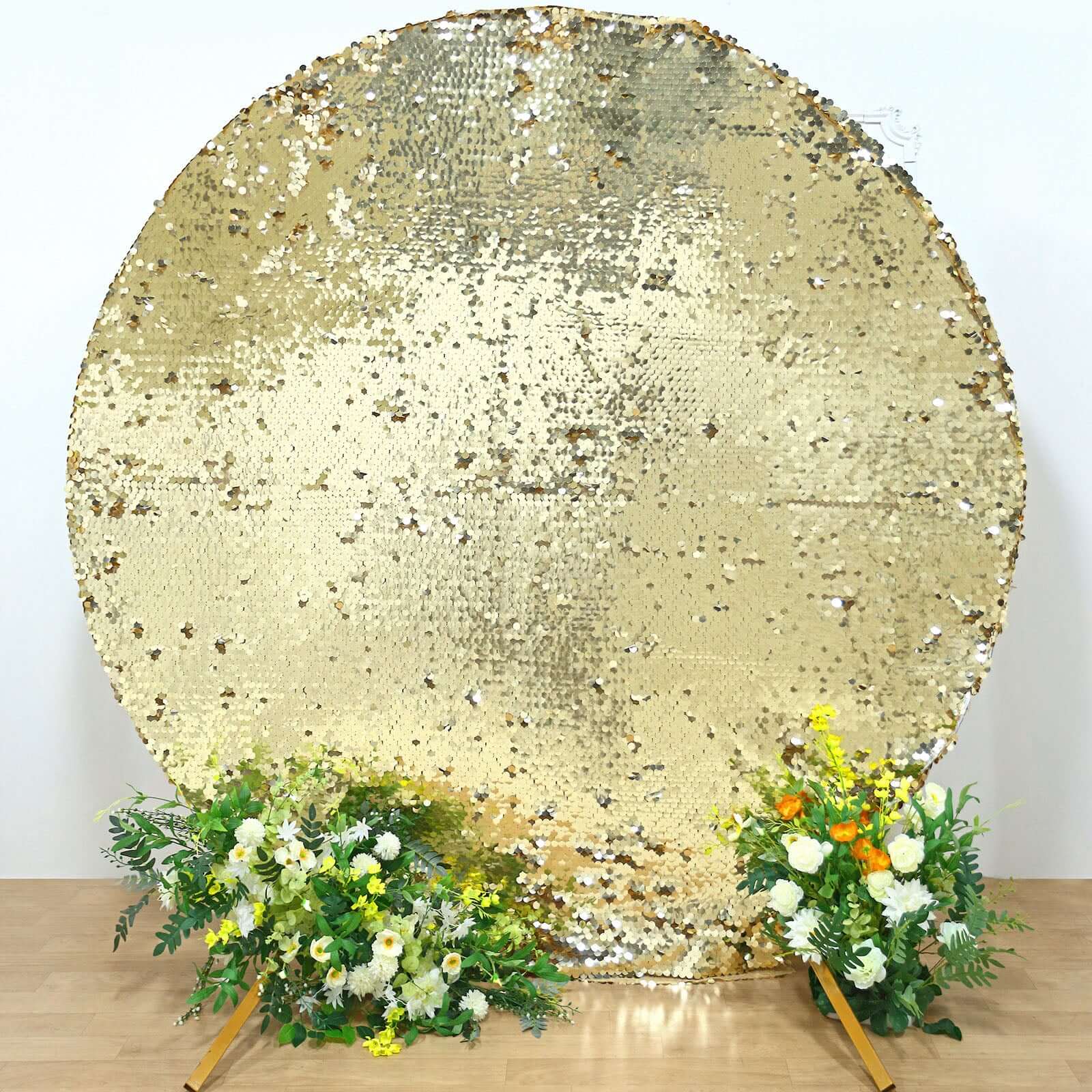 7.5ft Champagne Sparkly Double-Sided Payette Sequin Wedding Arch Backdrop Cover - Perfect for Events