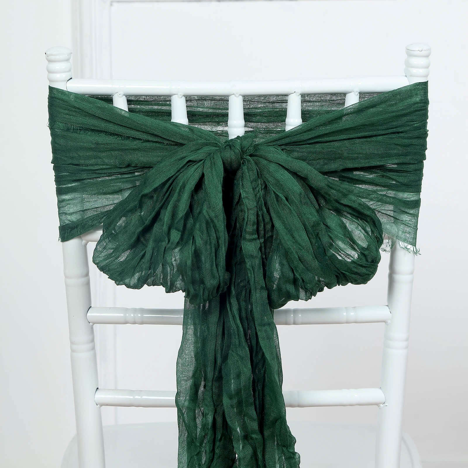 5-Pack Hunter Emerald Green Cheesecloth Chair Sashes - Ideal Boho Decor