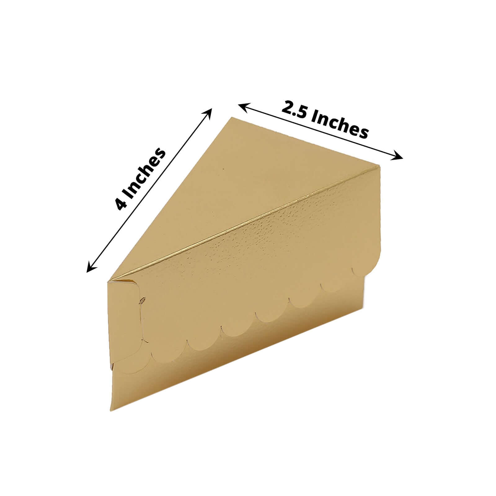 10-Pack Gold Scalloped Top Cardstock Cake Slice Boxes - Ideal for Party Favors & Snacks