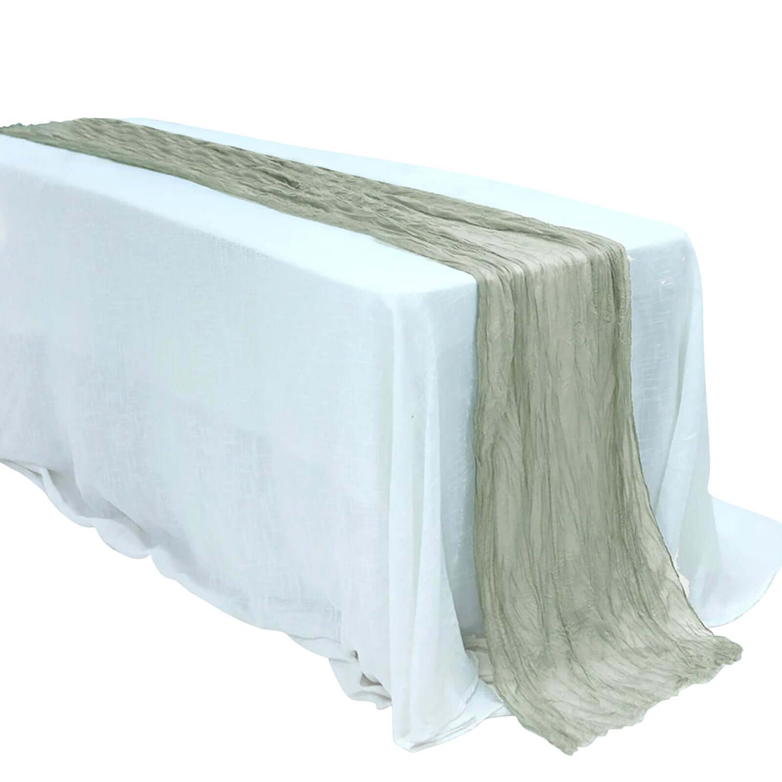 Hot Sale! 10ft Dusty Sage Green Gauze Cheesecloth Table Runner for Rustic Boho Decor