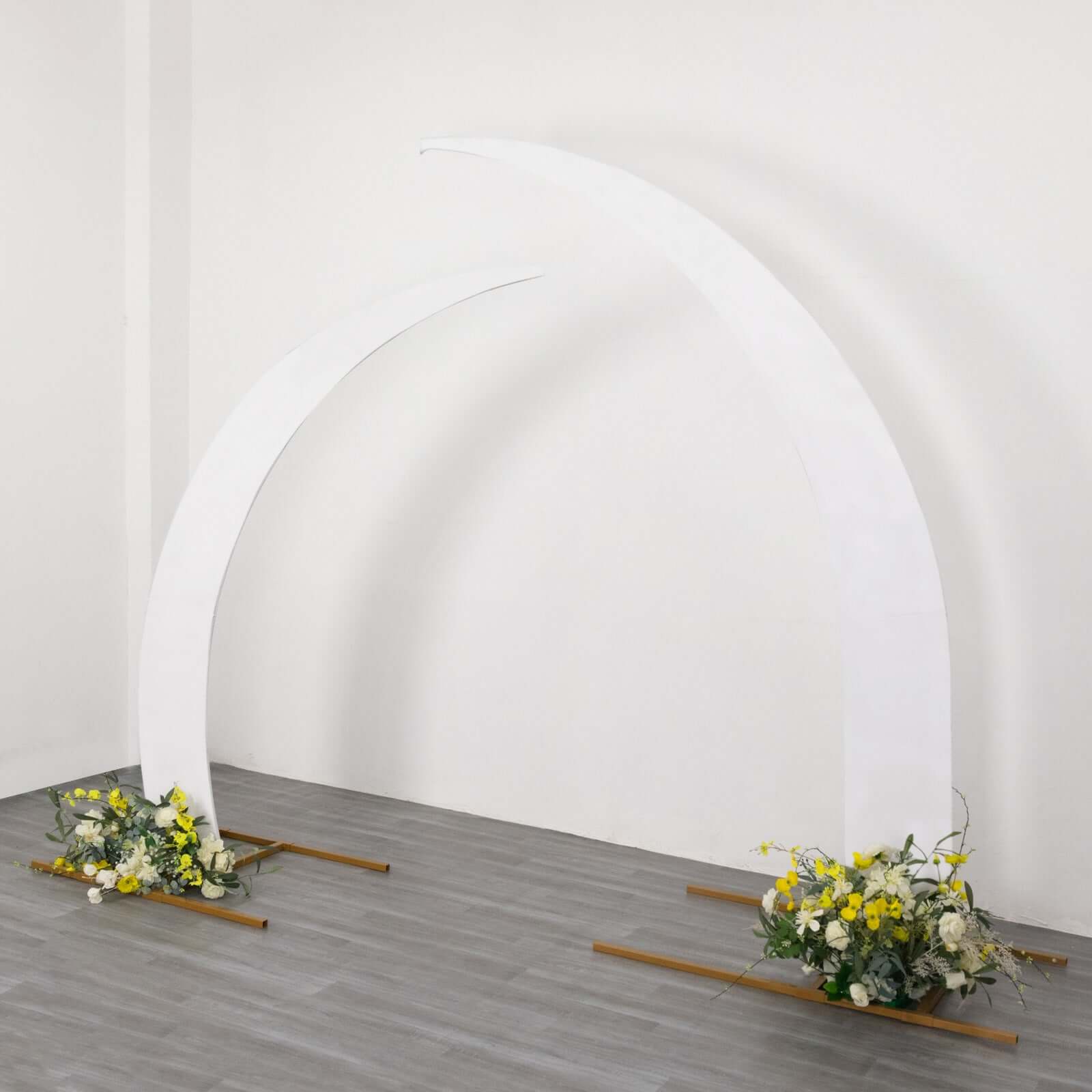 Exclusive Set of 2 White Spandex Wedding Arch Backdrop Stand Covers for Curved Arbor