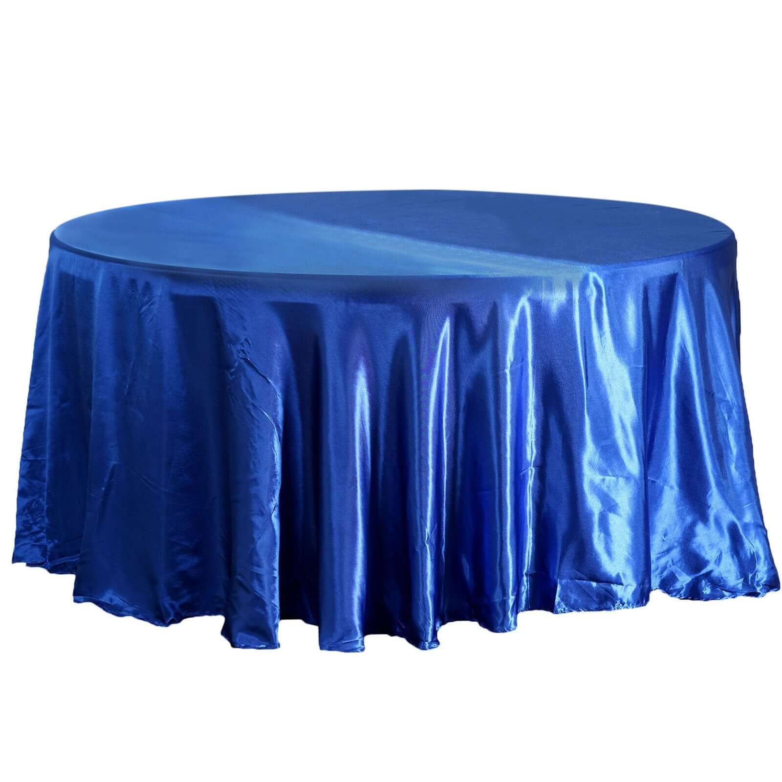 Royal Blue Satin 108-Inch Round Tablecloth - Smooth, Lustrous, and Ideal for Events