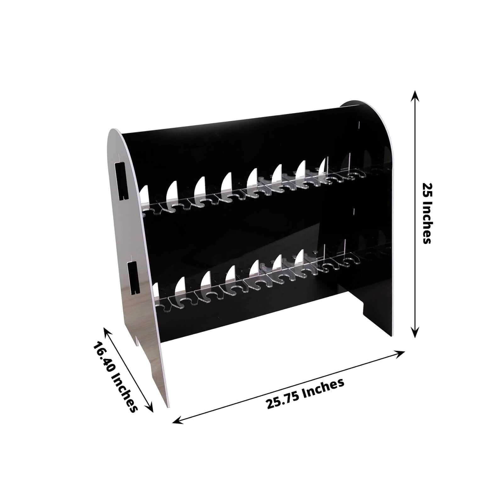 Hot! 2-Tier Glossy Black Champagne Glass Holder Stand with 18 Hooks for Events & DIY Bars