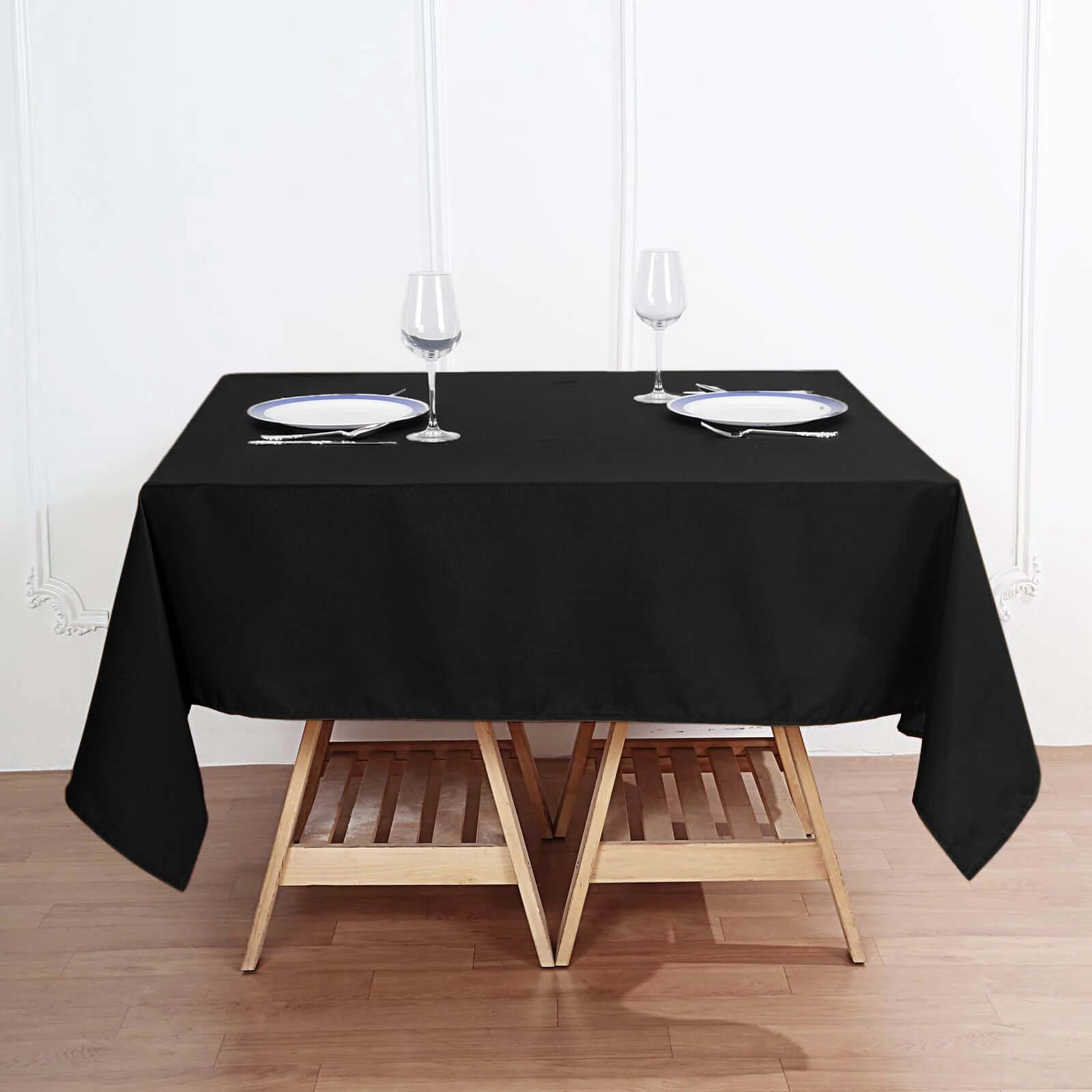 Hot! 70x70 Black 220GSM Wrinkle-Resistant Premium Polyester Square Tablecloth