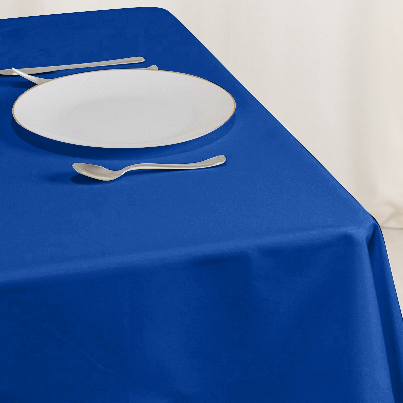 Wrinkle-Resistant Royal Blue 54x54 Cotton Blend Square Table Overlay