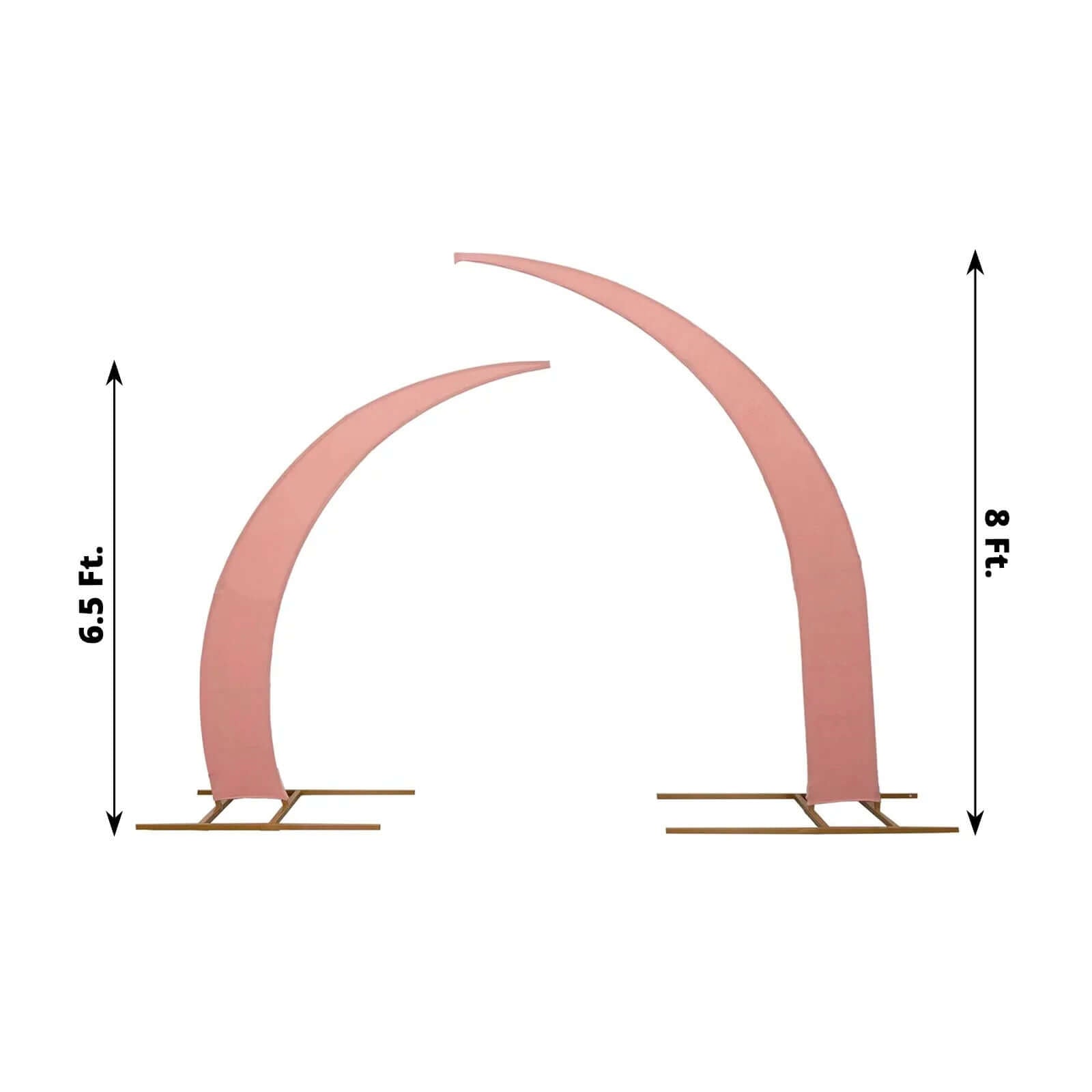 Custom-Fit Set of 2 Dusty Rose Spandex Covers for 6.5ft and 8ft Wedding Arch Stands