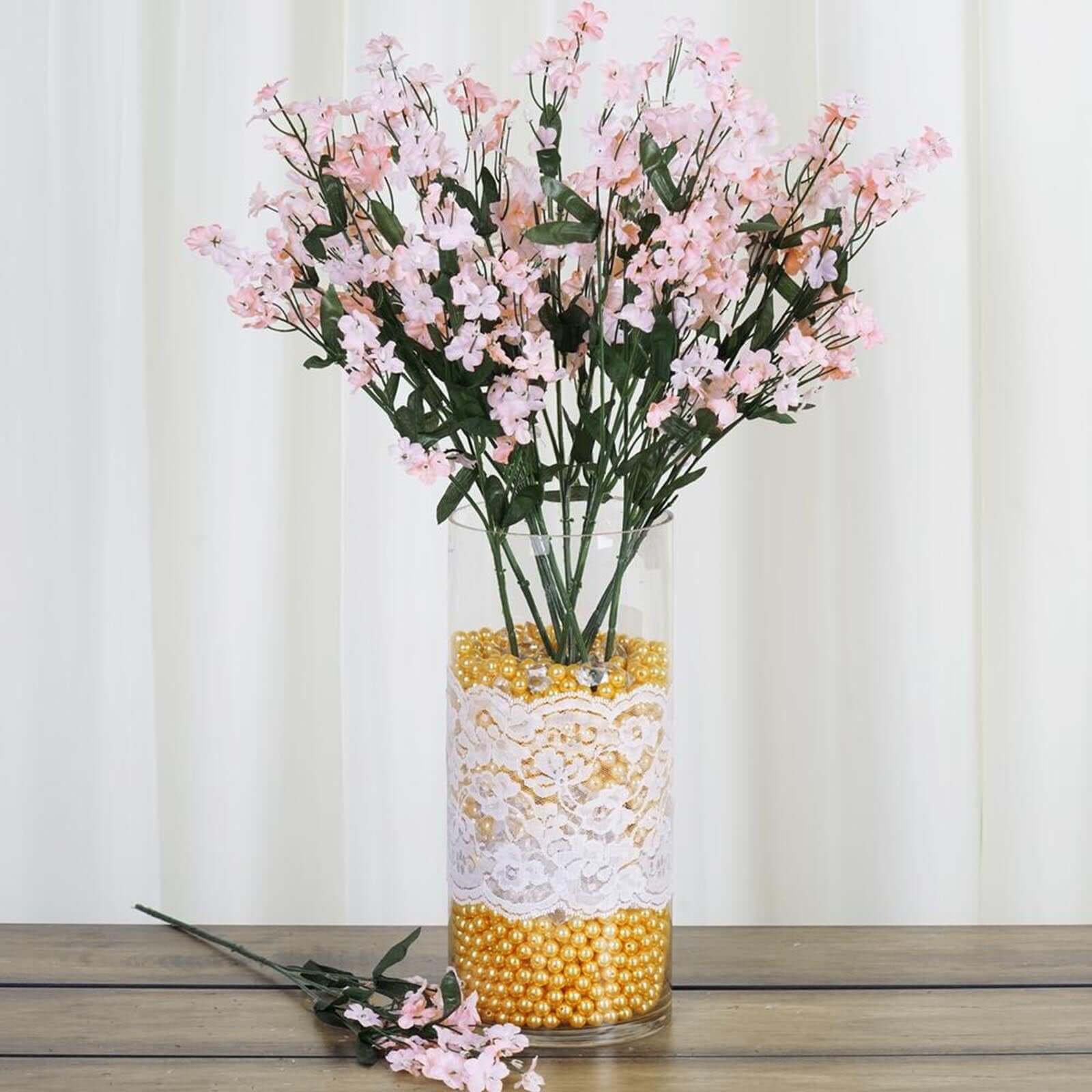 12 Stems Blush-colored High-quality Artificial Silk Baby's Breath Flower Bushes Spray