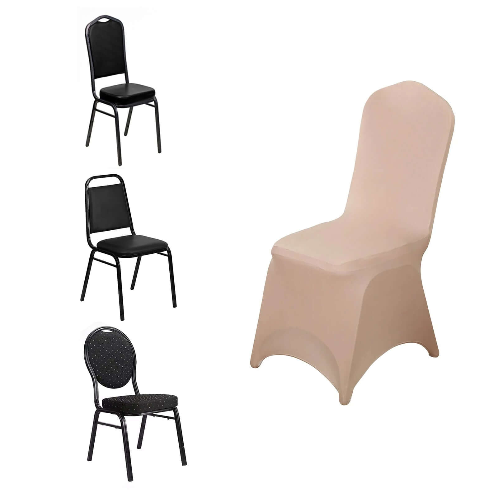 Hot Sale! Nude Spandex Stretch Slip-On Chair Cover for Banquet Chairs, 160GSM Fabric