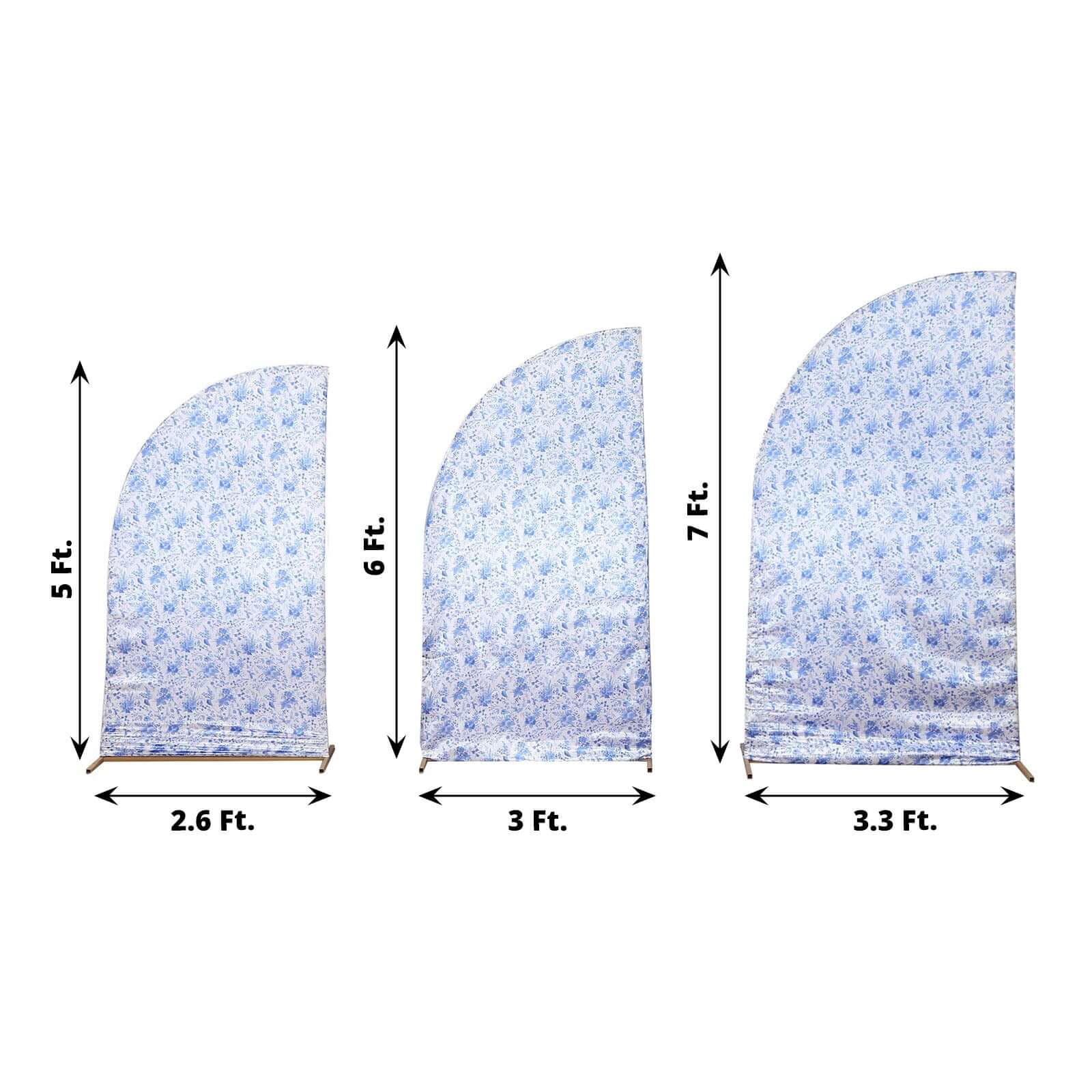 Hot Deal! Set of 3 Satin Wedding Arch Covers in French Toile Floral (5ft, 6ft, 7ft)