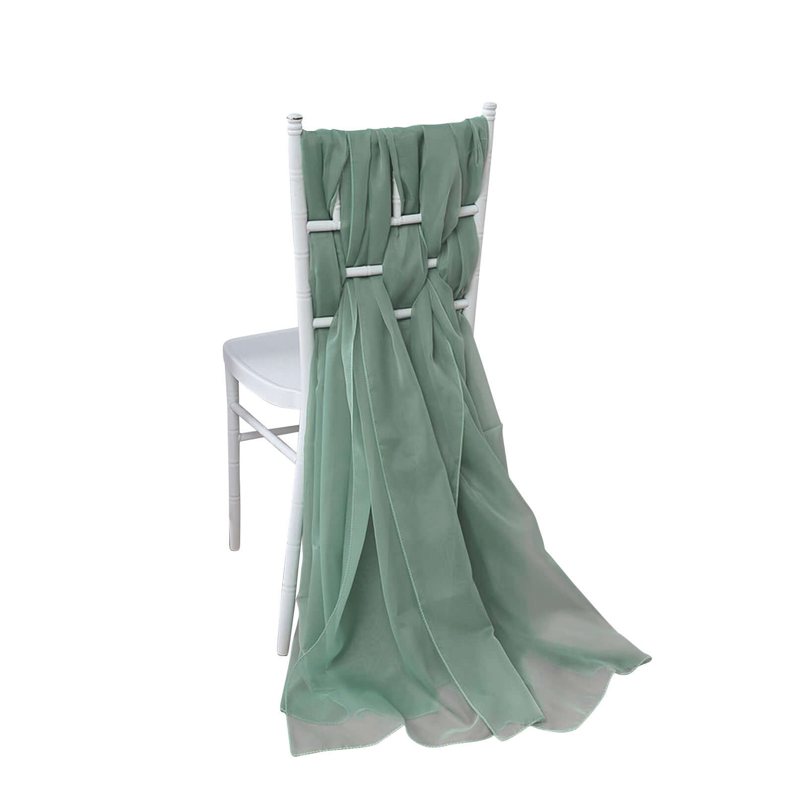 5-Pack Premium Eucalyptus Sage Chiffon Chair Sashes - Soft, Lightweight Designer Bows