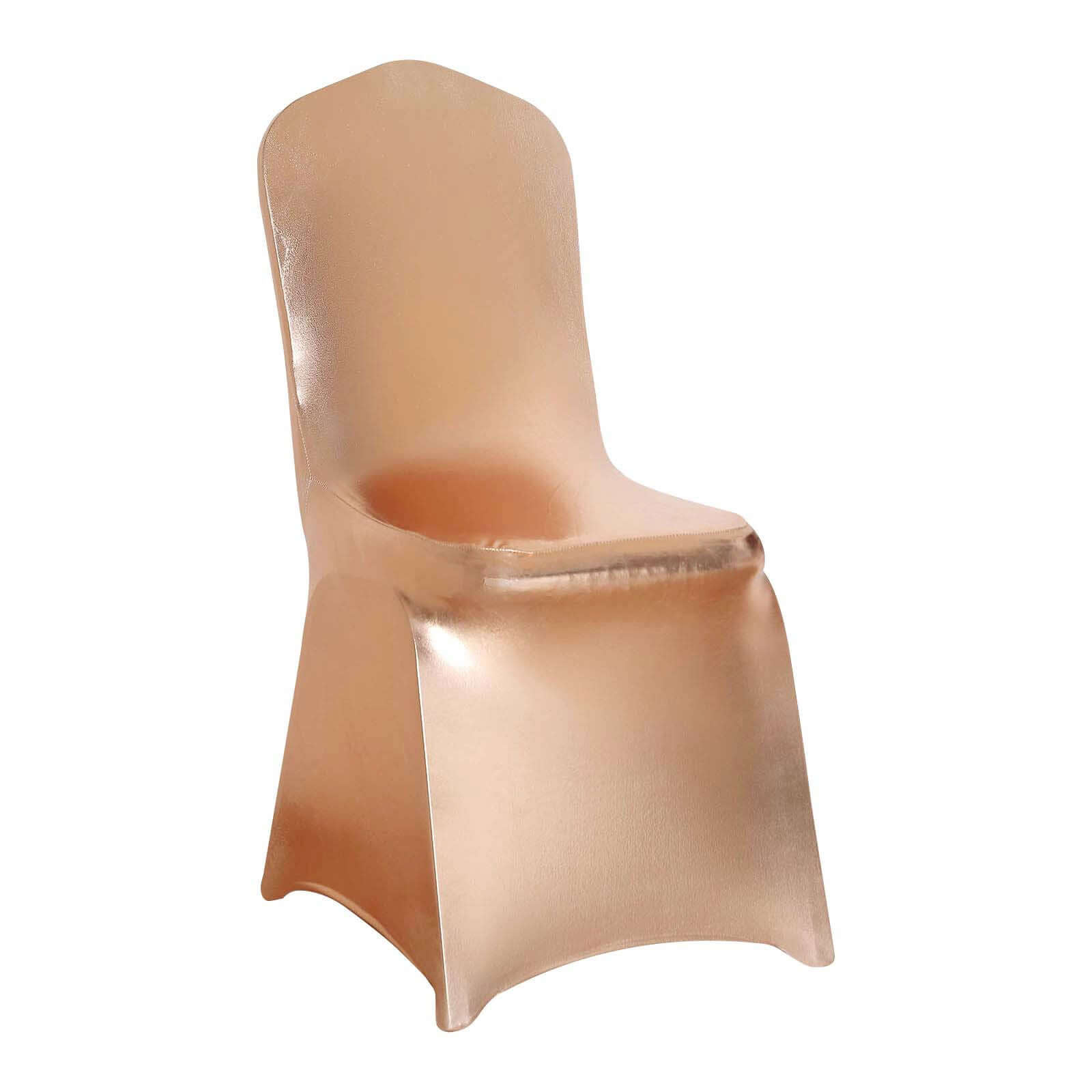 Metallic Rose Gold Glittering Spandex Fitted Slipcover for Banquet Chairs