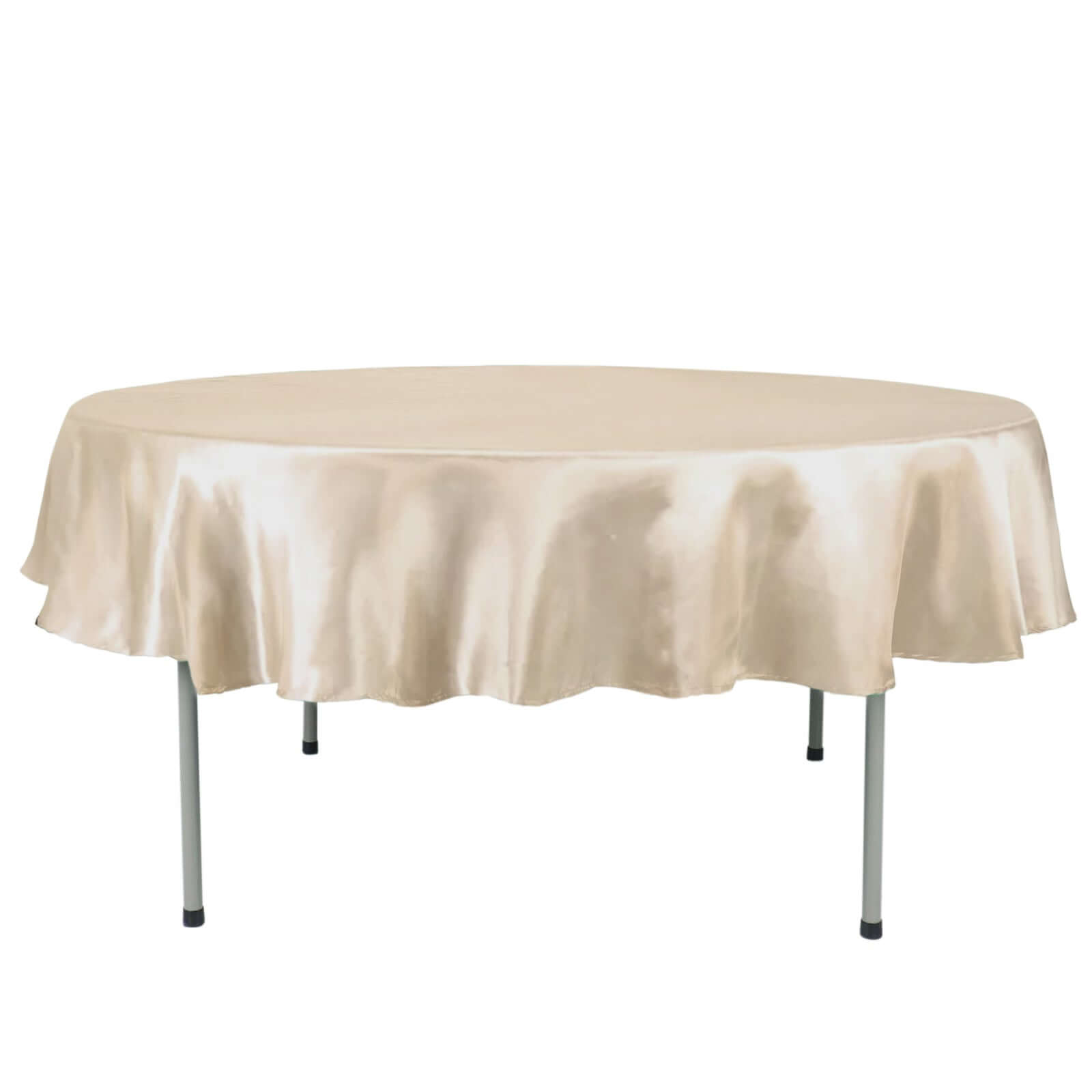 Beige Satin 90-Inch Round Tablecloth - Smooth, Lustrous & Resistant