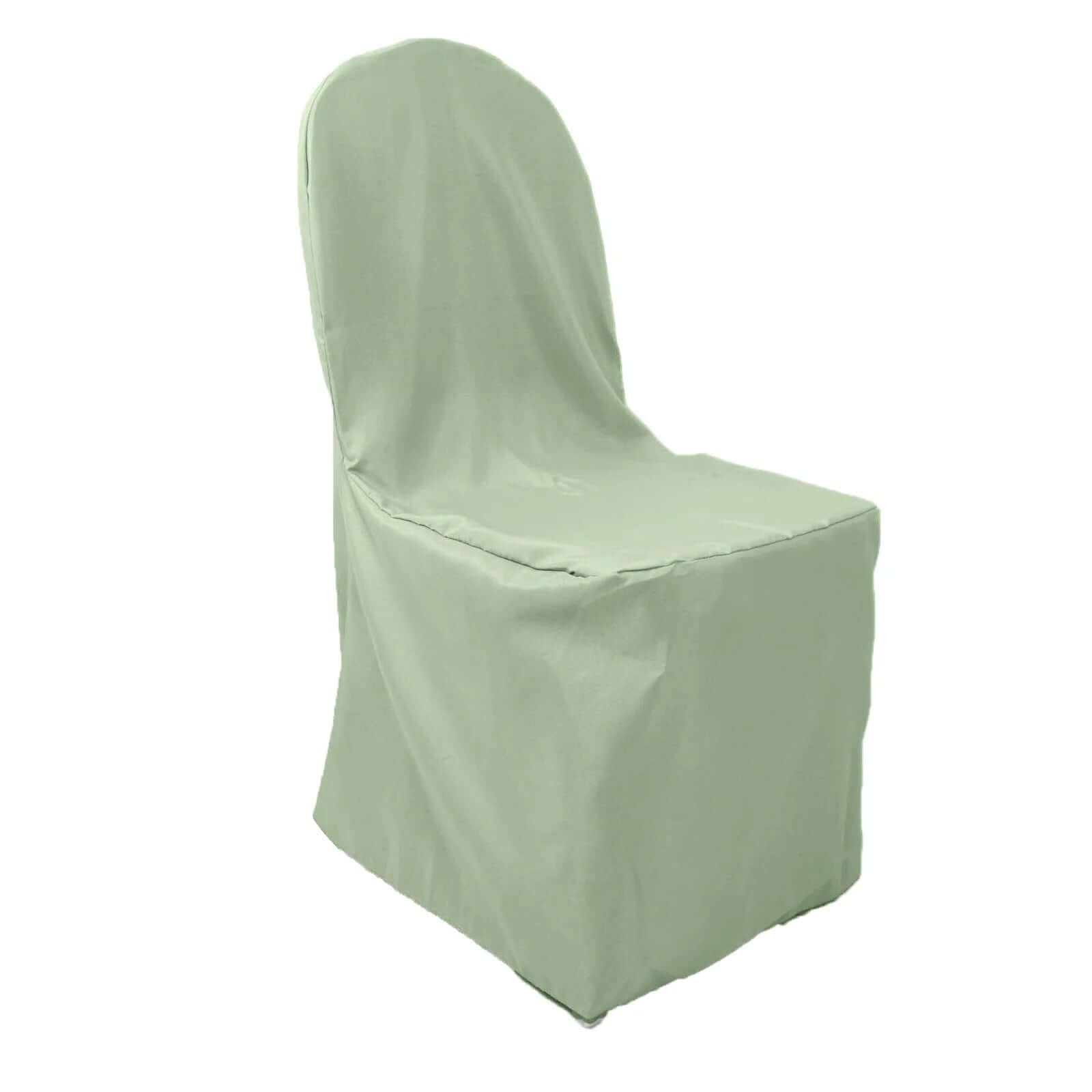 10-Pack Sage Green Polyester Stain-Resistant Slip-On Chair Covers for Banquets - Great Deal!