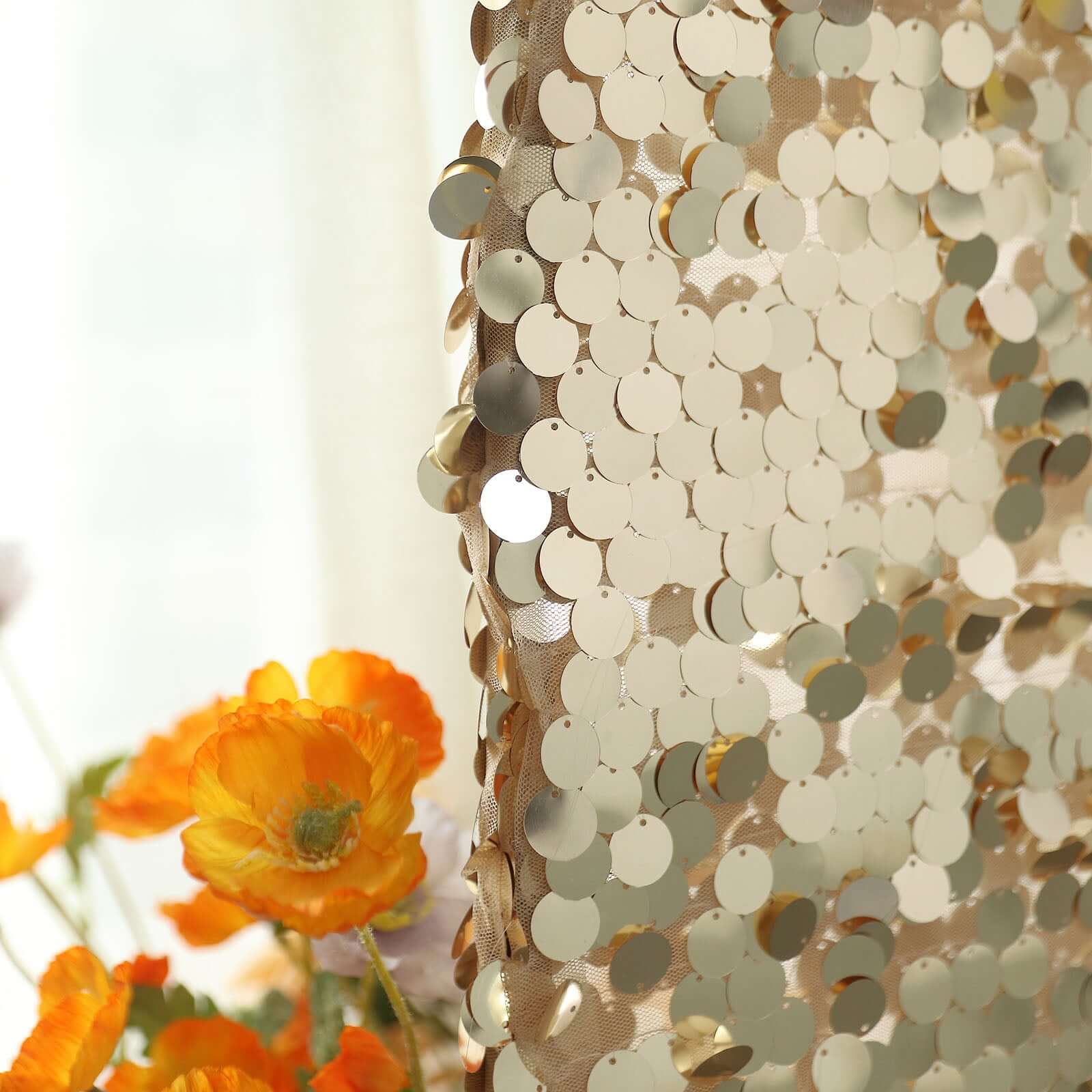 5ft Sparkly Champagne Sequin Fitted Cover for Round Top Wedding Arch - Ideal Decoration