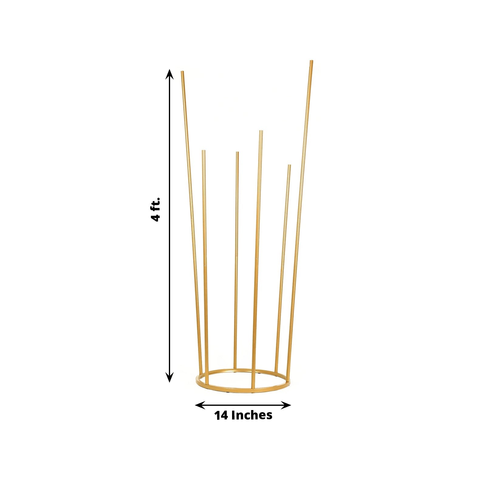 Hot! Gold Metal 6-Tubes Round Base Flower Centerpiece - 4ft Single Stem Bud Vase