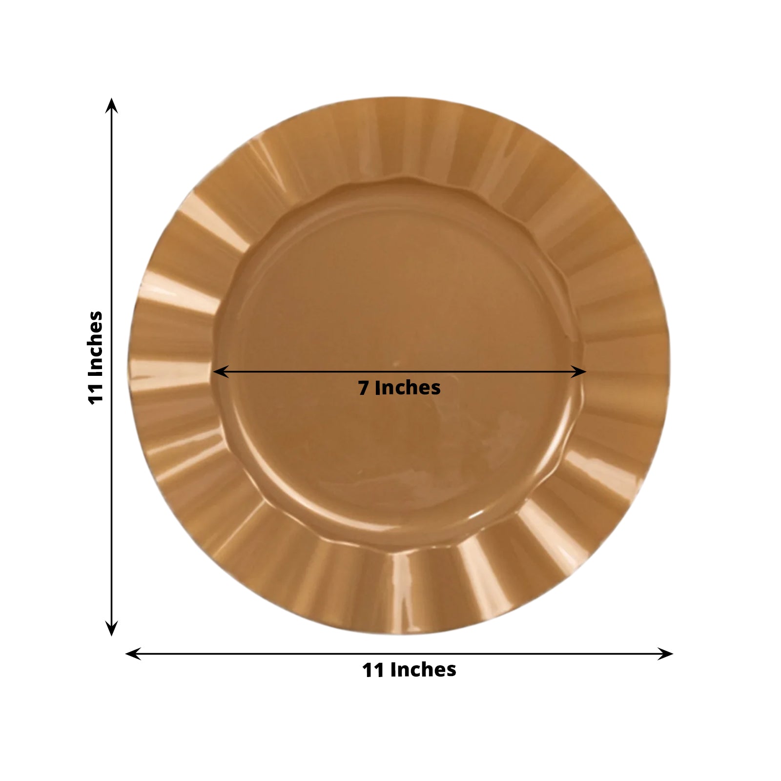 Get This 10-Pack of Sturdy Gold Plastic Round Dinner Plates with Ruffled Rim for Classy Events