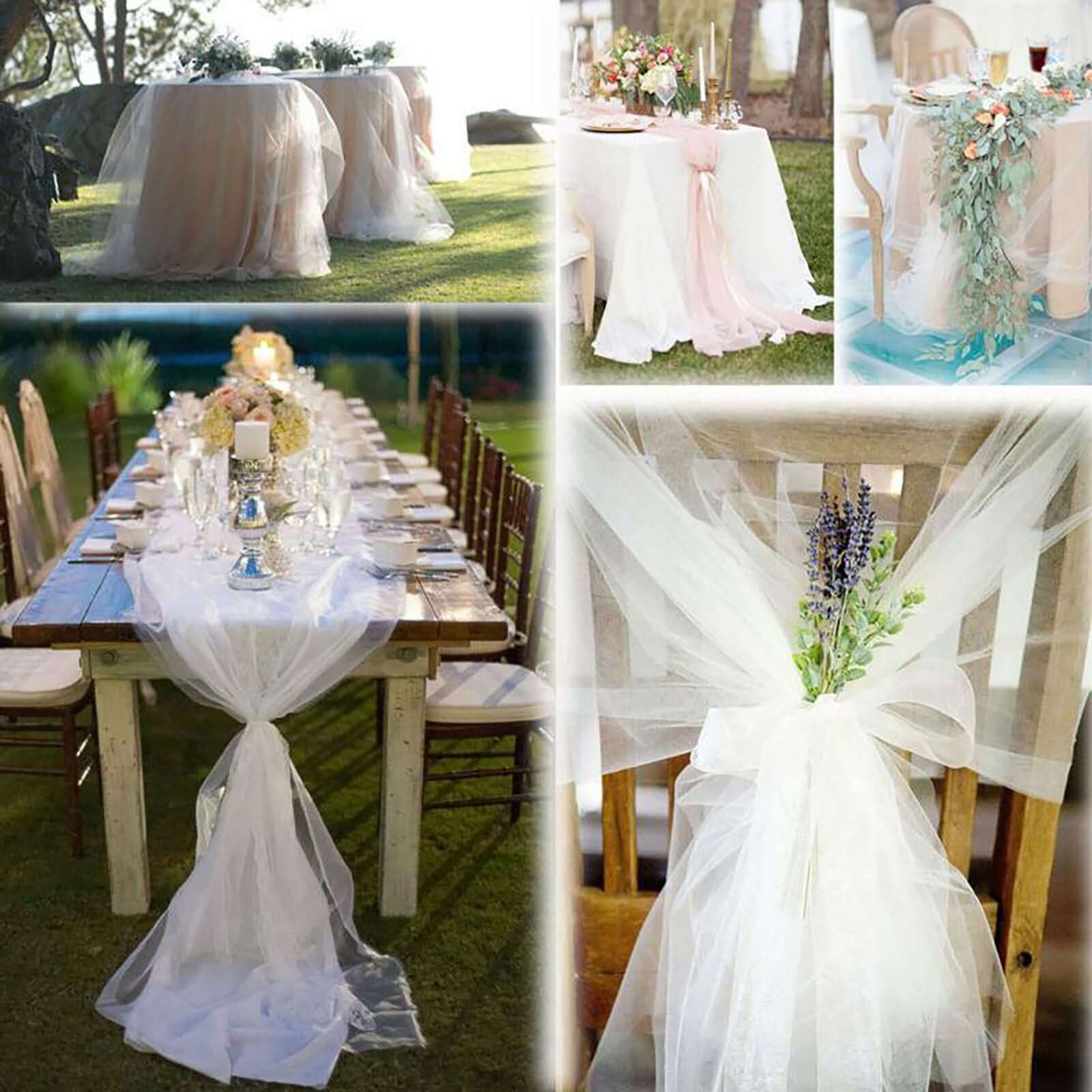 54-Inch Wide, 40-Yard White Sheer Organza Fabric Roll for DIY Crafts