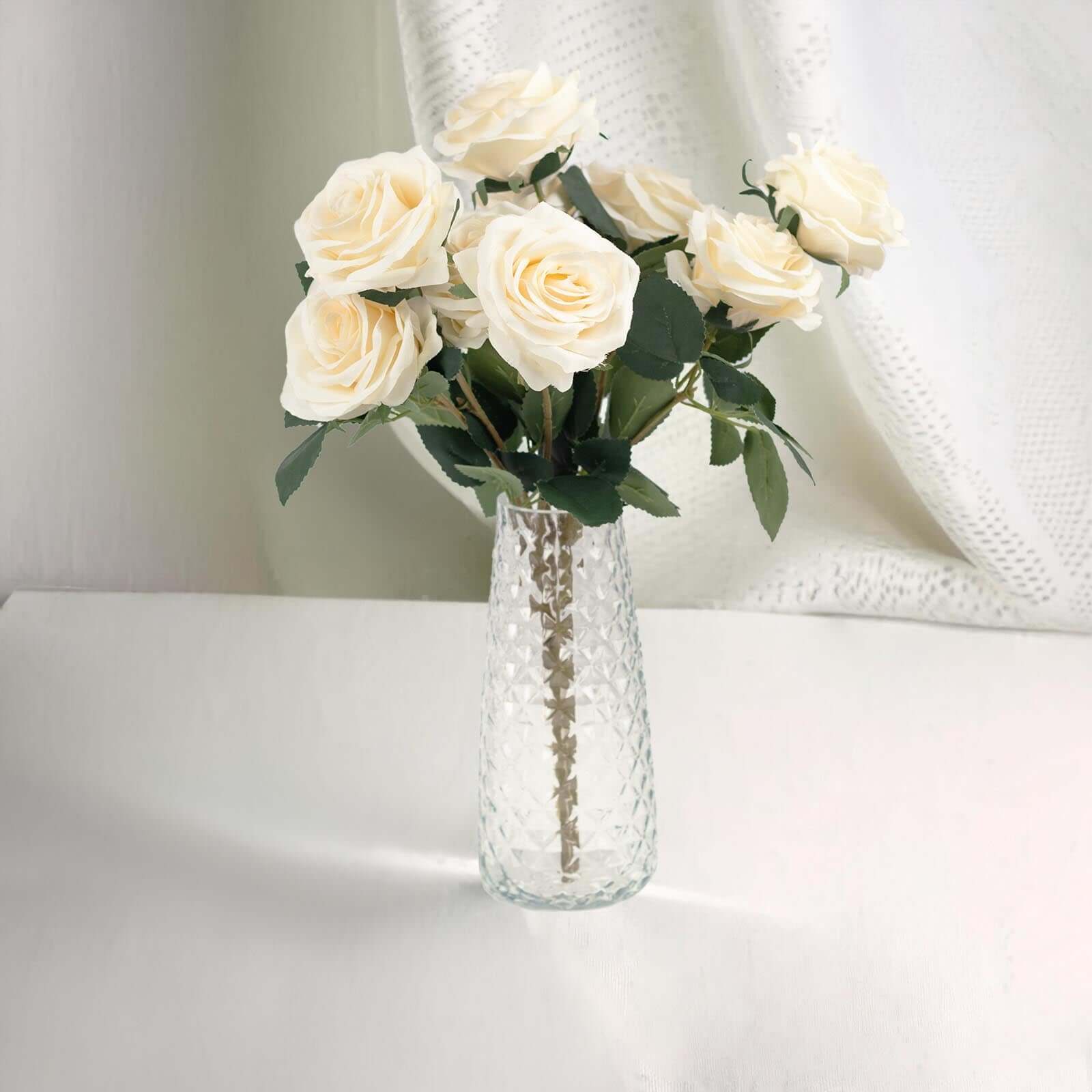 6-Pack Clear Glass Urn Vases with Diamond Cut Pattern - Ideal for Event Decor, 8.5 Inches