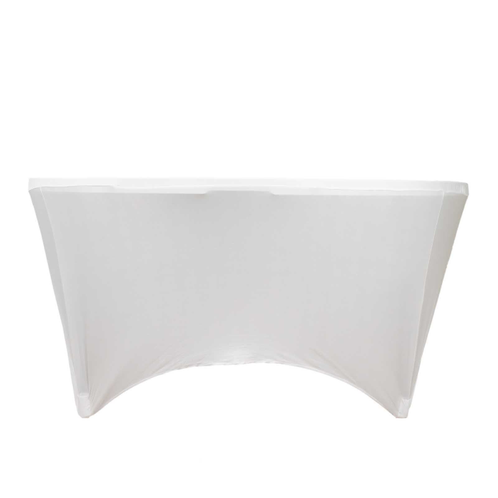 Durable White 6ft Round Stretch Spandex Tablecloth for Events and Presentations