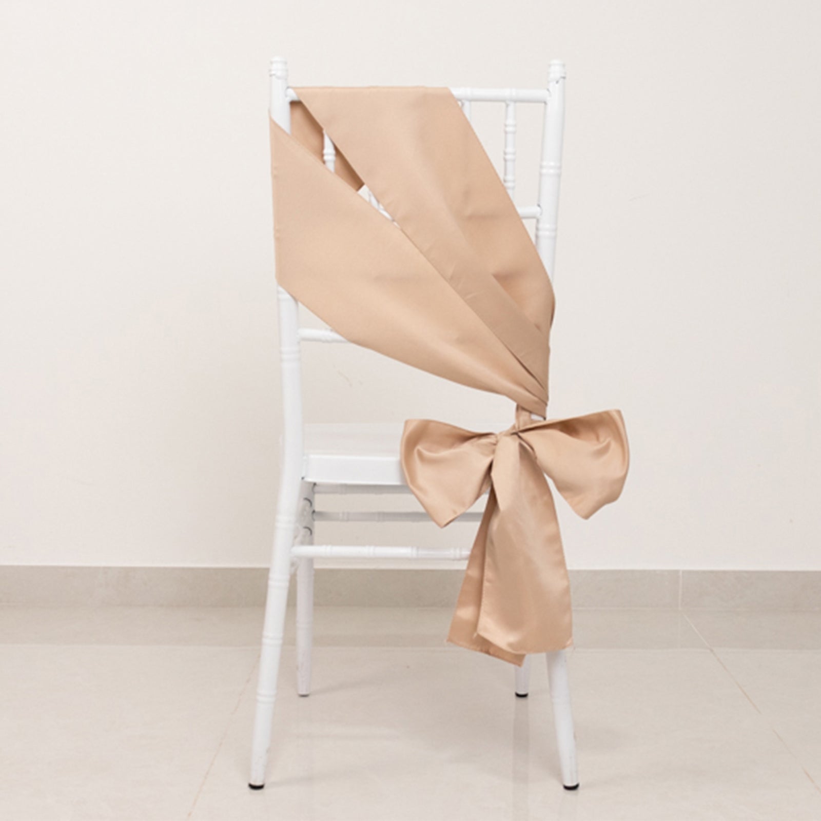 5-Pack Nude Lamour Satin 6x106 Chair Sashes - Stylish & Reusable Decor