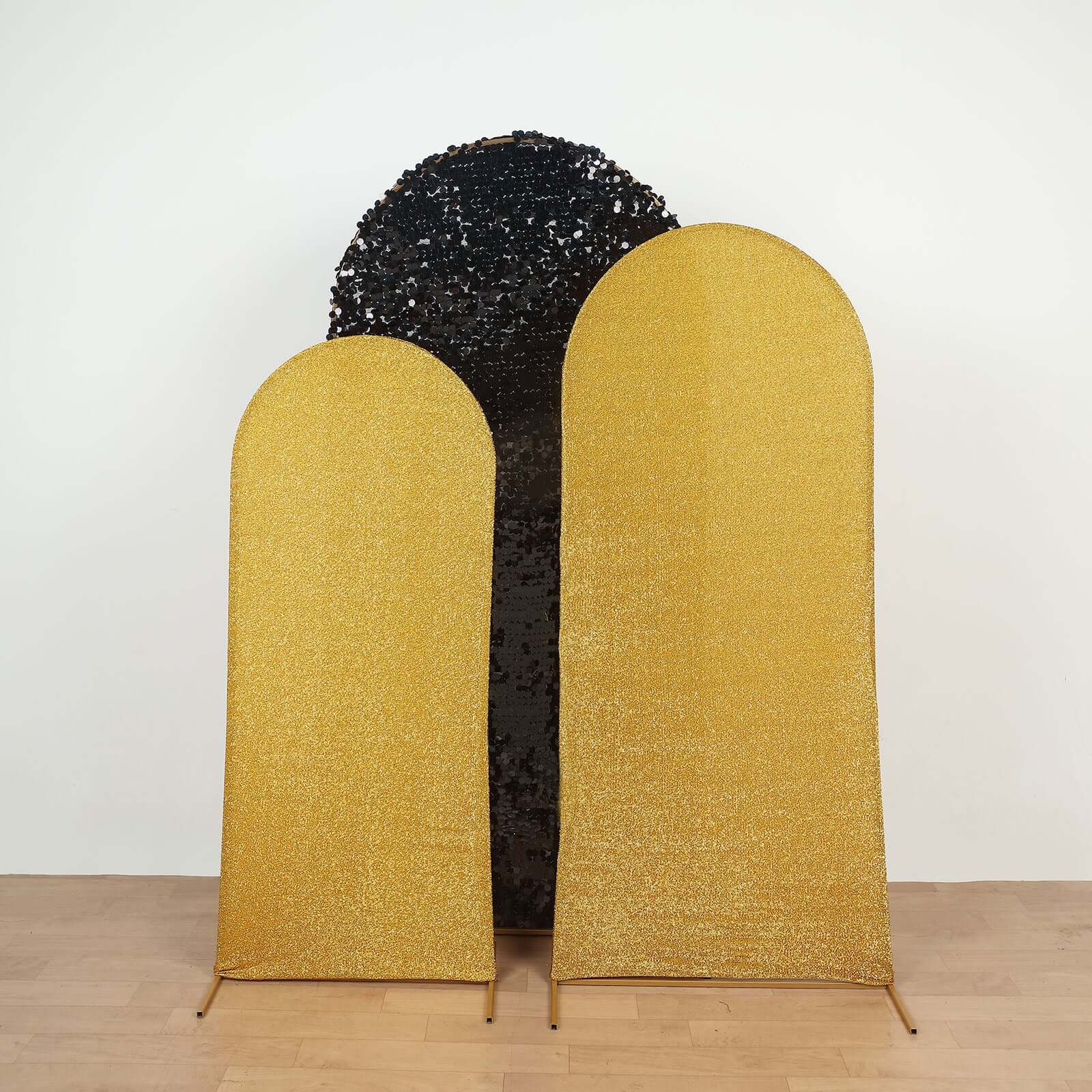 Hot Deal! 5ft Gold Shimmer Tinsel Spandex Backdrop Cover for Wedding Arch