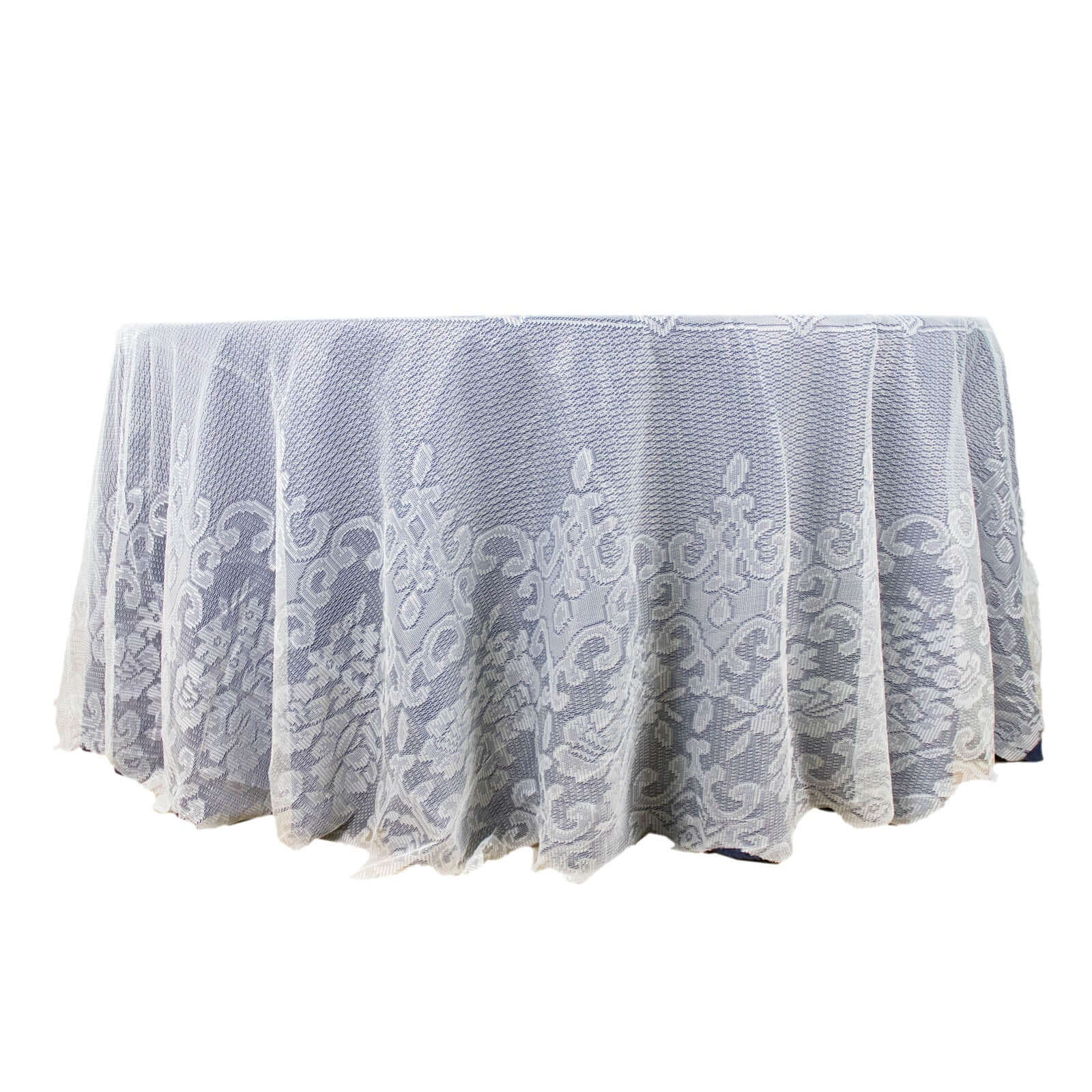 Ivory 120-Inch Seamless Premium Lace Round Tablecloth for Elegant Celebrations