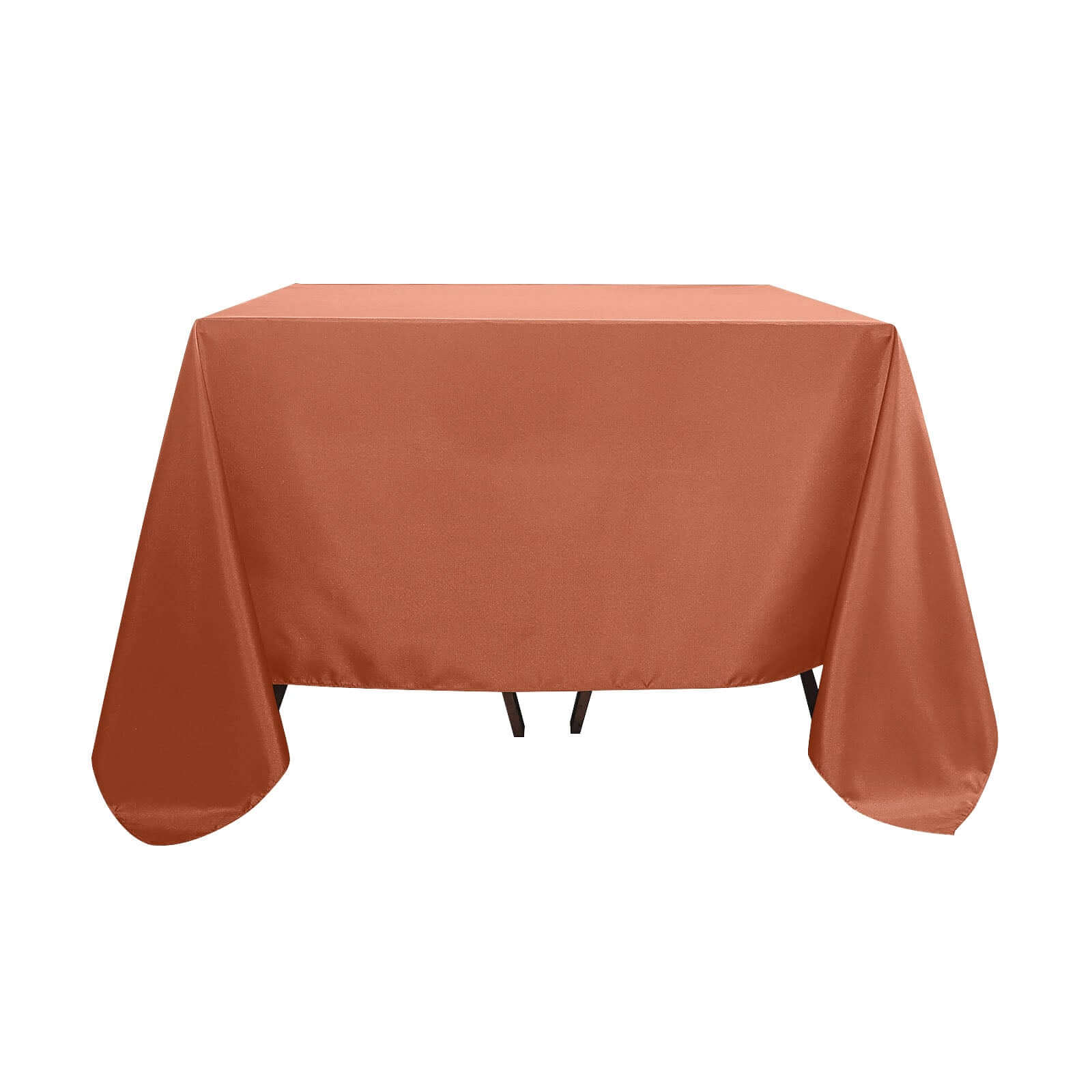 Superb 90x90 Square Polyester Tablecloth in Terracotta (Rust) - Wrinkle-Free & Durable