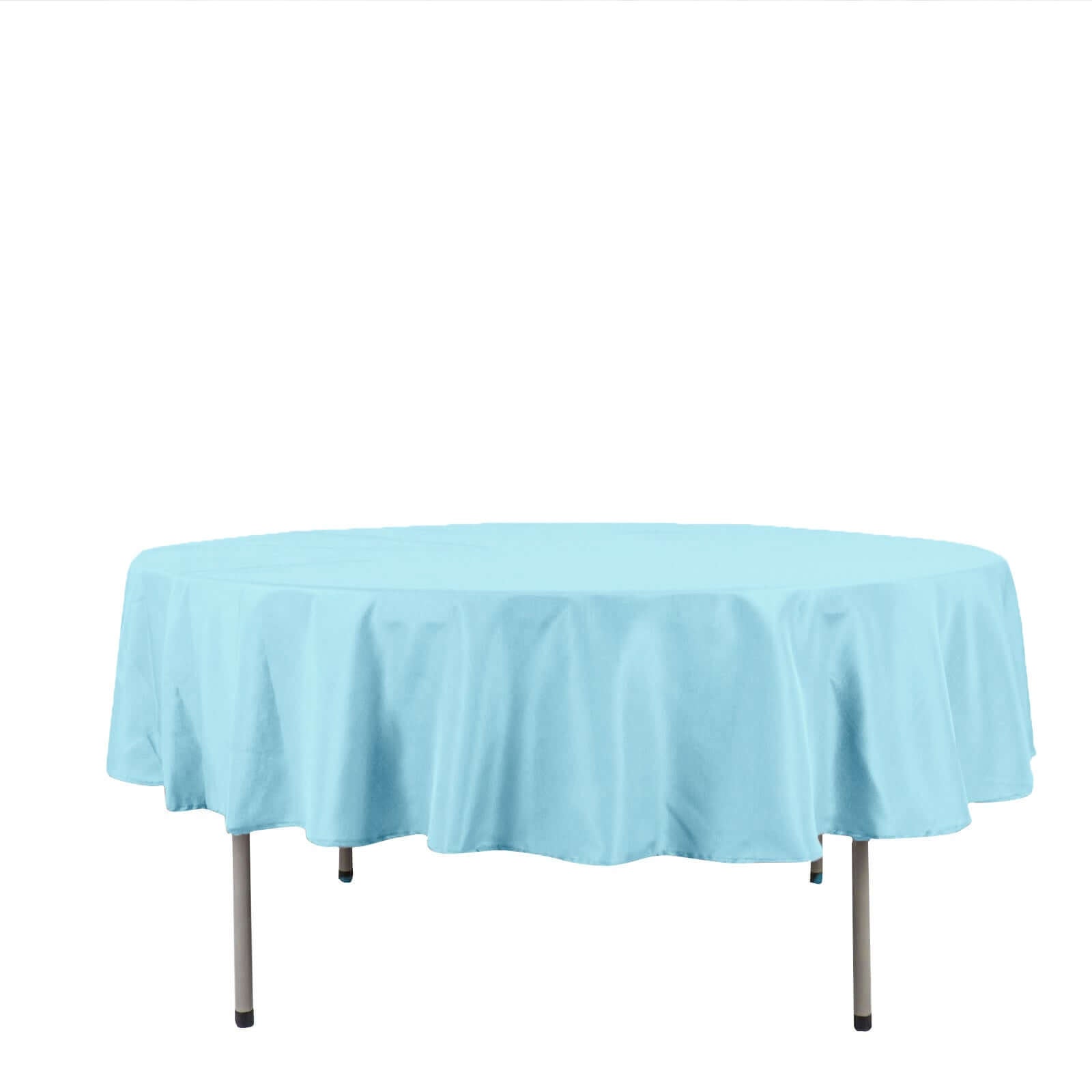 Get This Light Blue 90-Inch Round Polyester Tablecloth - Stain & Wrinkle Free!