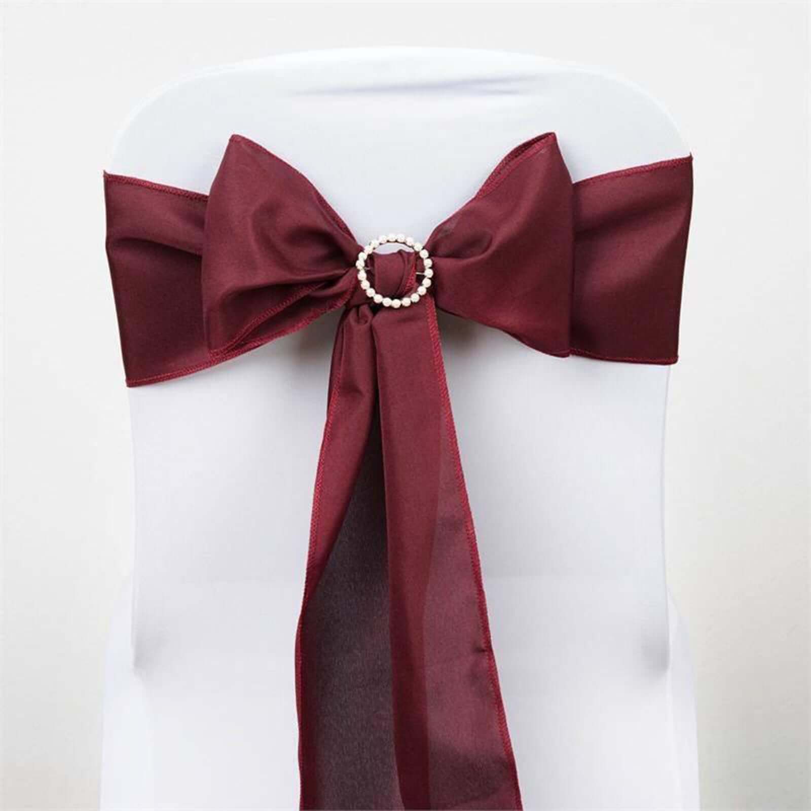 5-Piece Burgundy Polyester Chair Sashes, 6 Inches Wide by 108 Inches Long