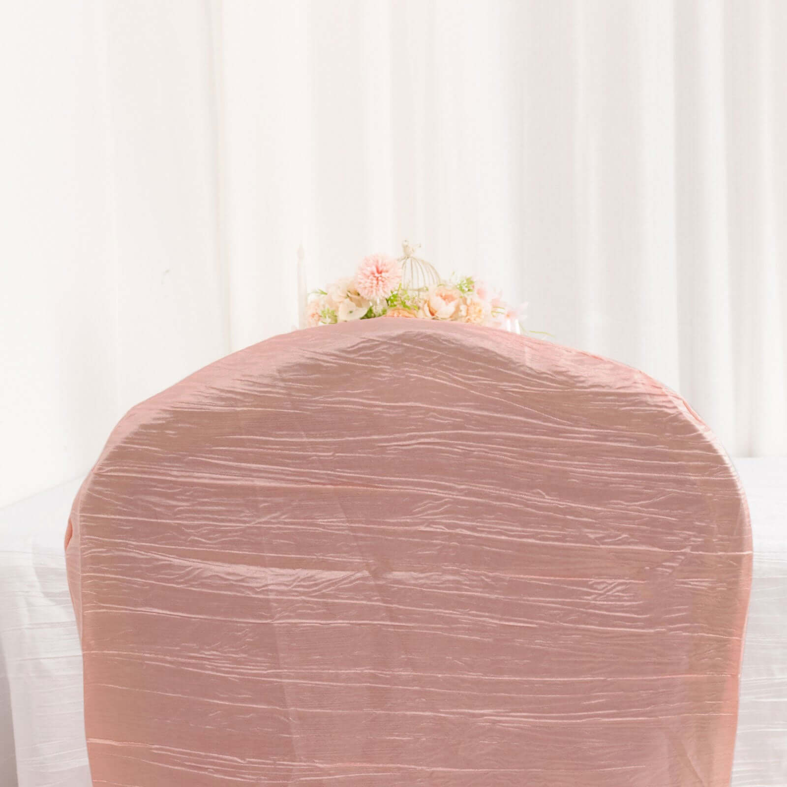 Reusable Dusty Rose Crinkle Crushed Taffeta Slipcover for Banquet Chairs - High Quality!