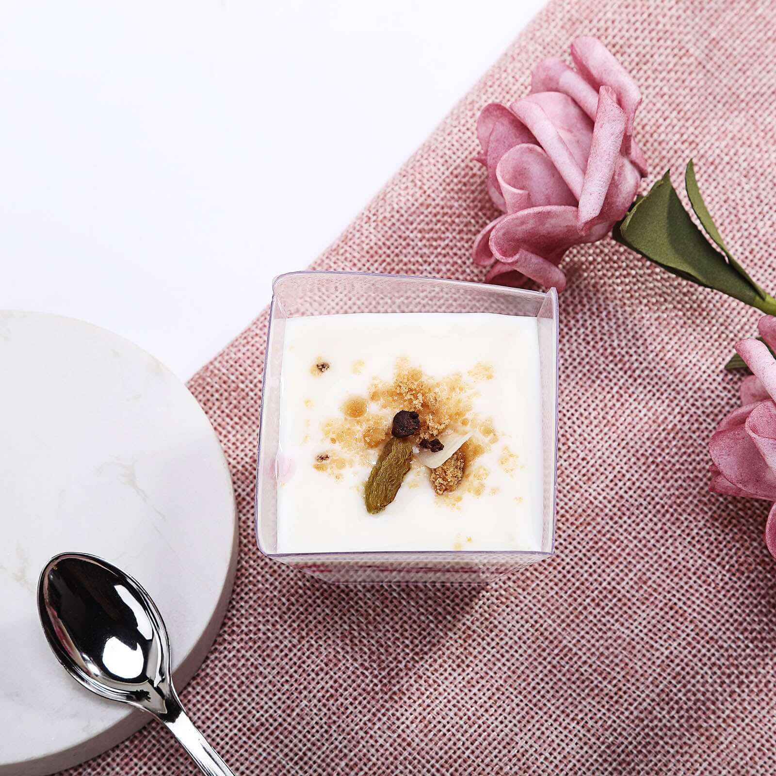 12-Piece Set of 3oz Clear Disposable Plastic Square Dessert Snack Cups