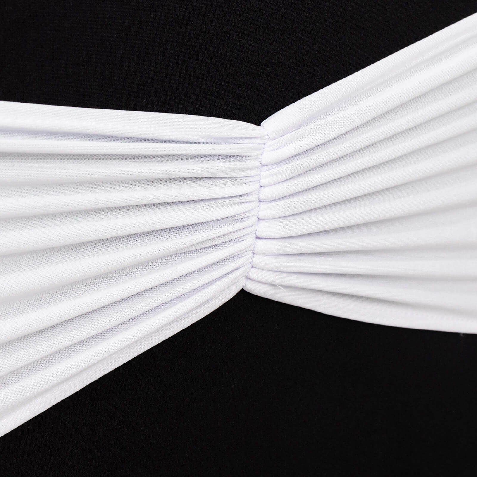 5-Pack White Ruffled Spandex Chair Sashes - Wide Stretch Bands for Elegant Weddings and Events