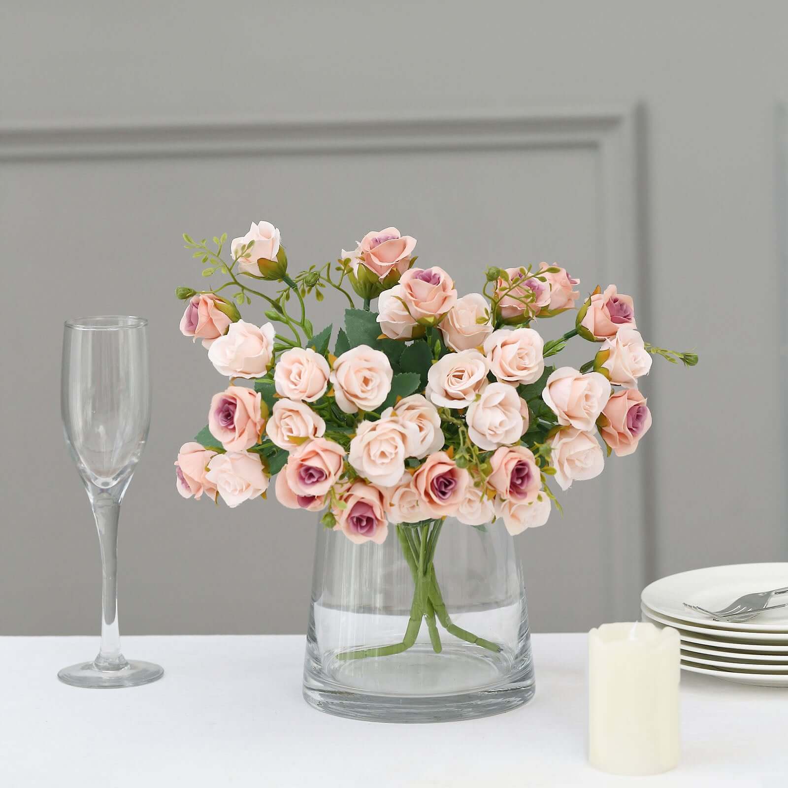 Hot Deal! 2 Pack of 12-Blossom Blush Artificial Rose Flower Arrangements