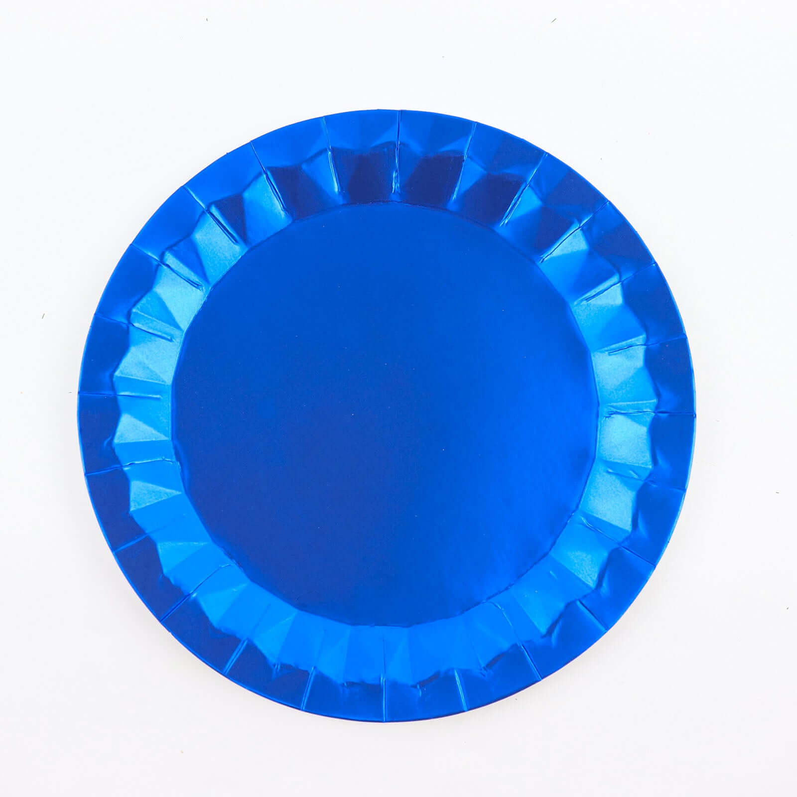 Hot Deal! 25-Piece Set of Disposable 400GSM Royal Blue Round Dinner Paper Plates with Geometric Prism Rim