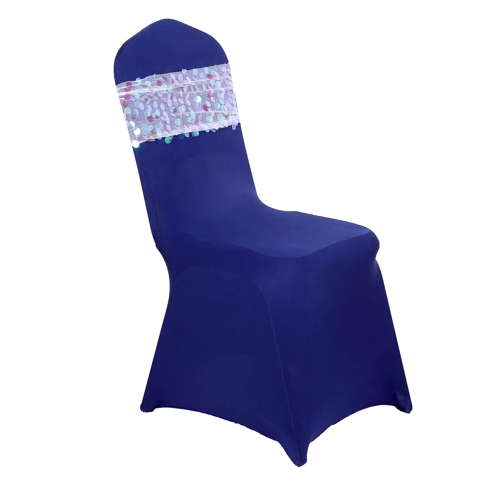 5-Piece Set of 13x10 Iridescent Payette Sequin Chair Sash Bands for Weddings & Events