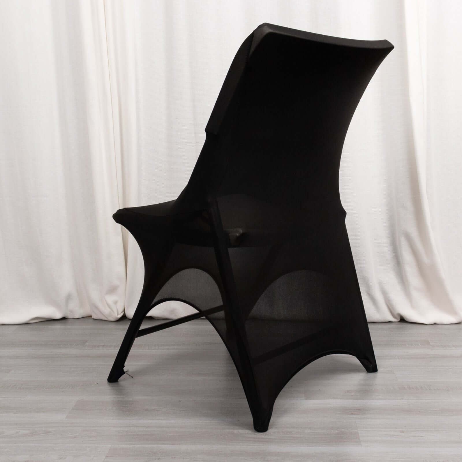 Black Premium Stretch Spandex Slipcover for Folding Chairs - 3-Way Open Arch, 160GSM with Reinforced Foot Pockets