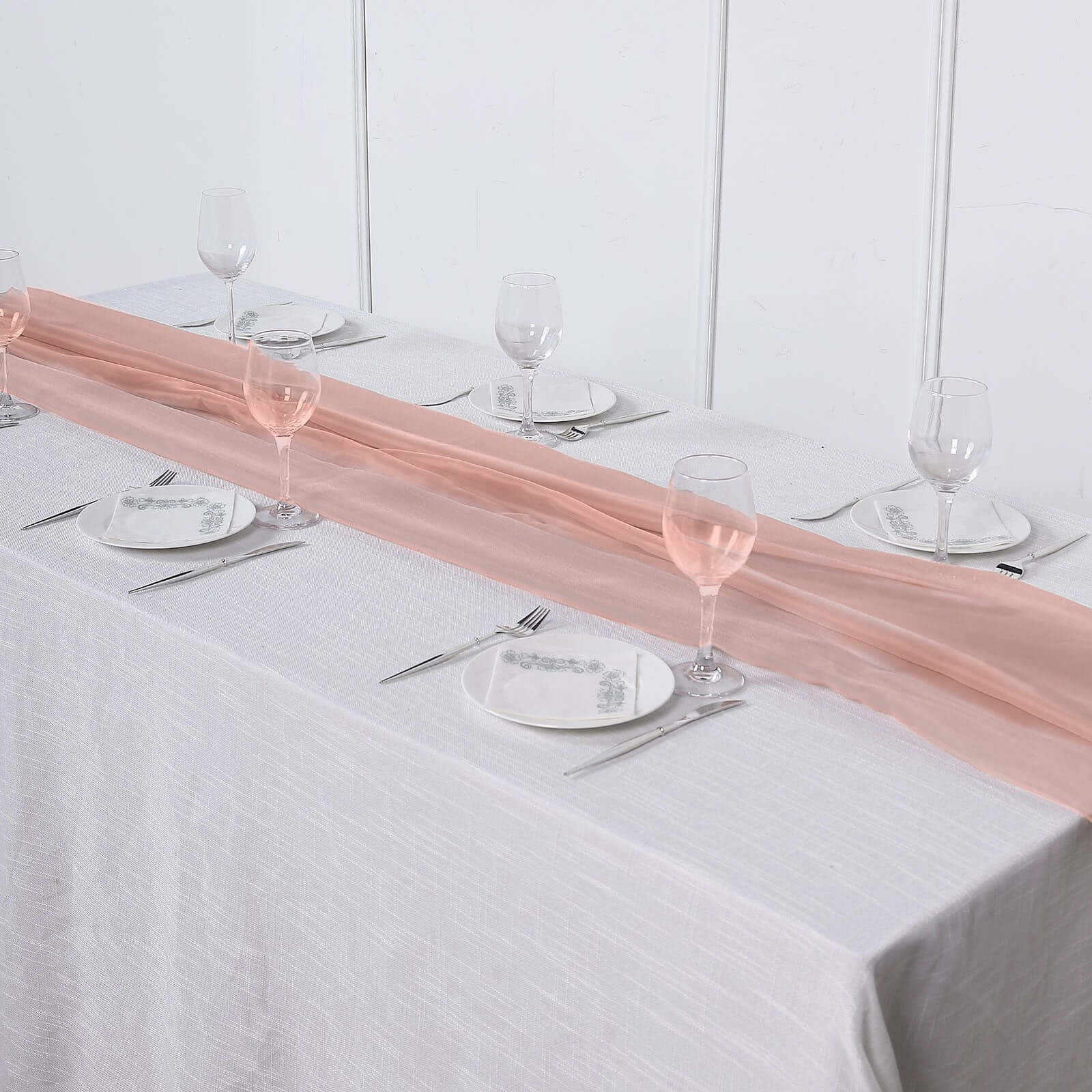Luxurious 6ft Dusty Rose Chiffon Table Runner - Soft & Effortless Table Decor