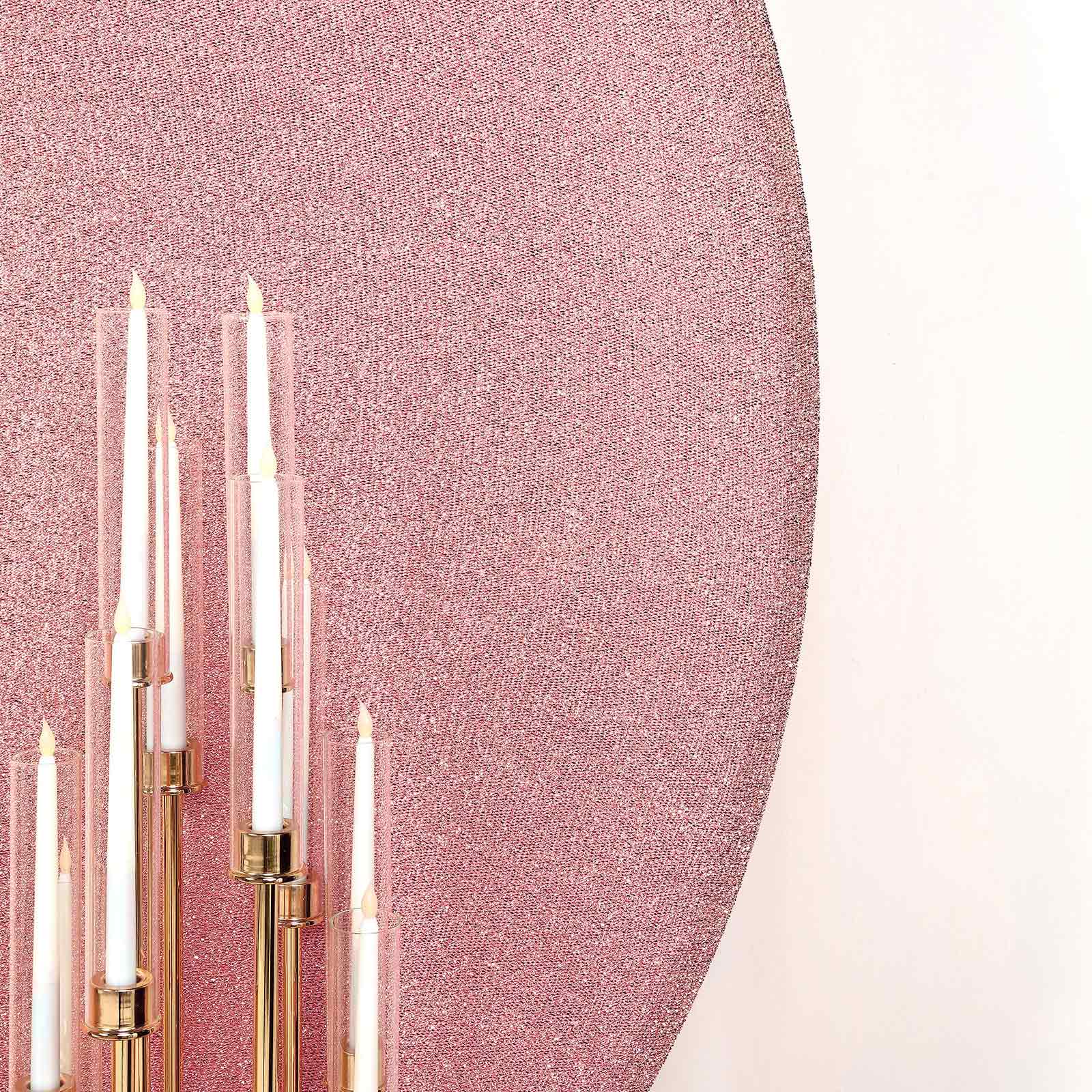 7.5ft Double-Sided Rose Gold Metallic Shimmer Tinsel Spandex Wedding Arch Cover