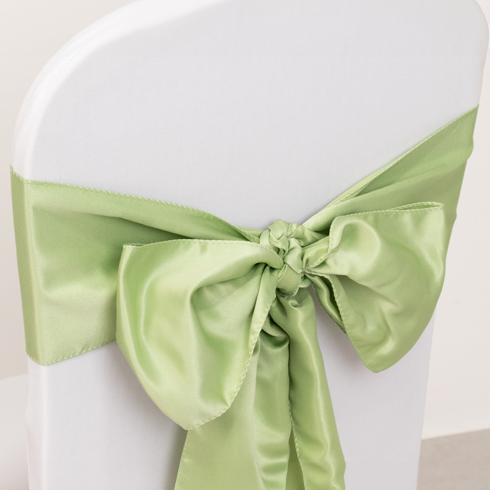 5-Piece Set of Lamour Satin 6x106 Sage Green Chair Sashes - Reusable Decorative Bows