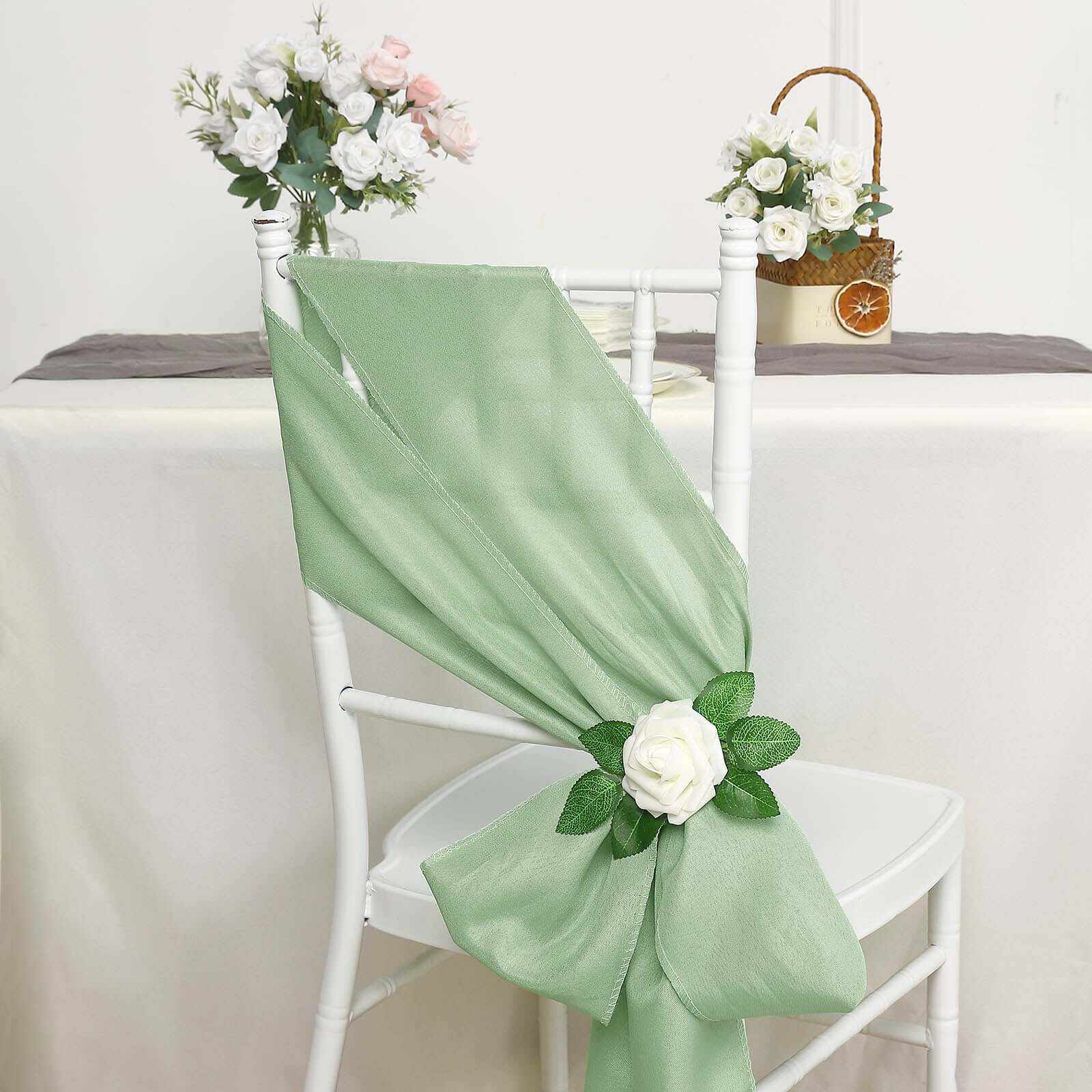 Hot Deal! 5-Pack Sage Green Polyester Chair Sashes 6x108
