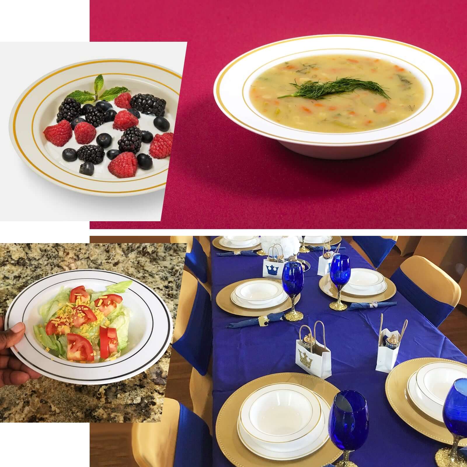Hot Deal! 10-Pack of 12oz Disposable Plastic Soup Bowls with Elegant Gold Rim, White Color for Parties