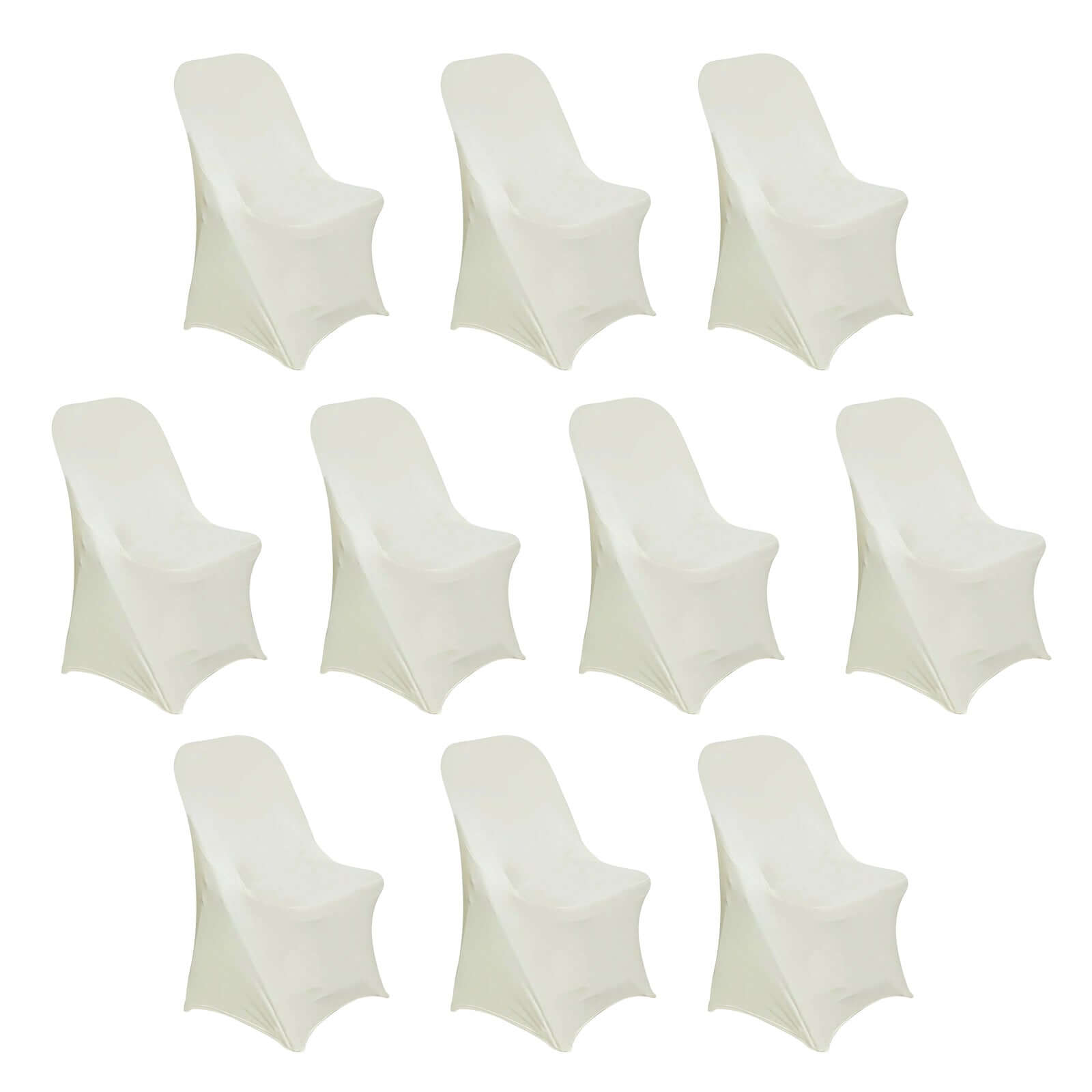 Ivory 10-Pack Durable 160GSM Stretch Spandex Fitted Slipcovers for Folding Chairs