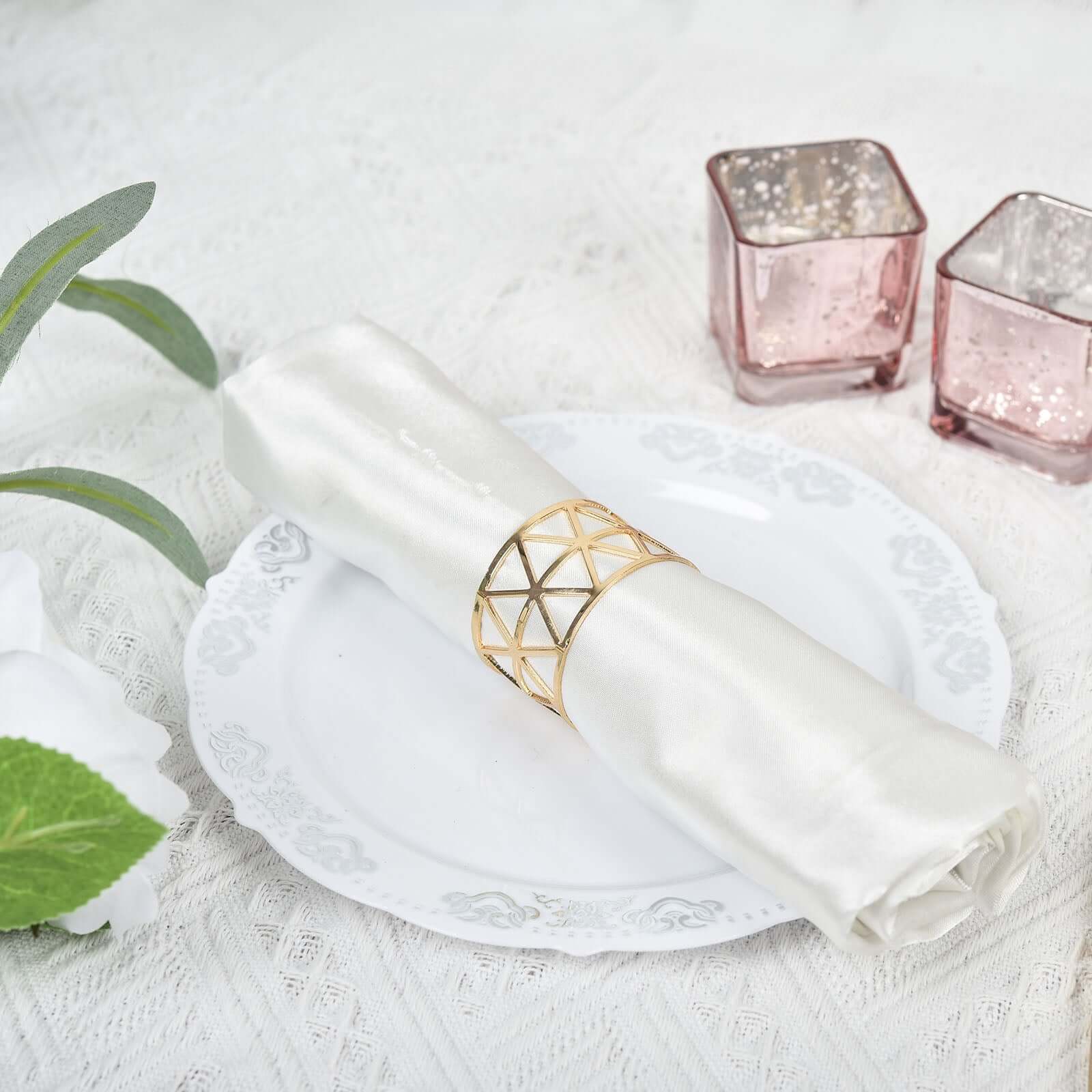 5-Piece Set of Stunning Metallic Gold Geometric Paper Napkin Rings