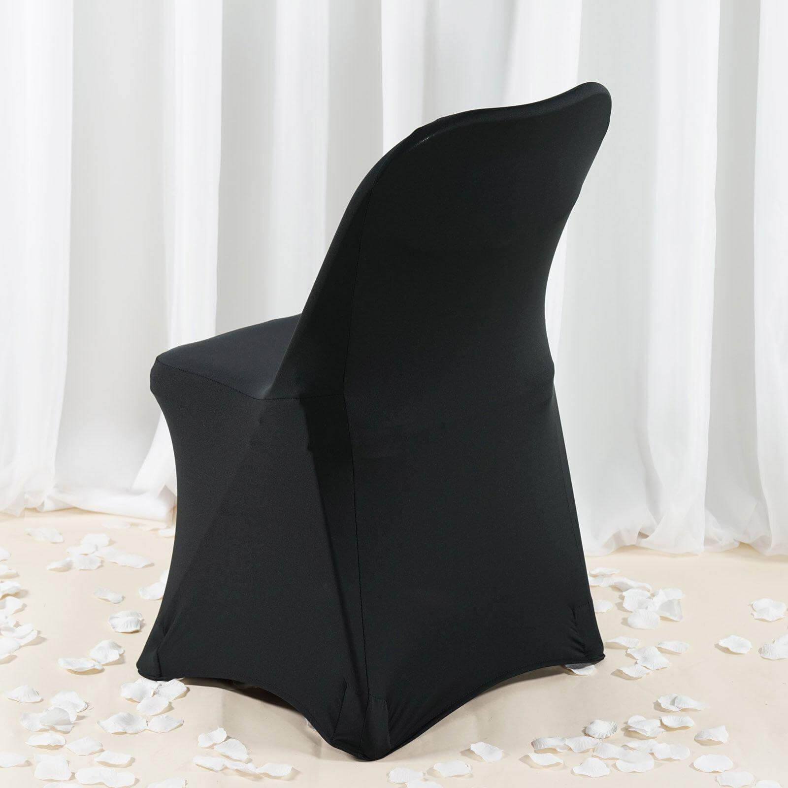Black Premium 220GSM Spandex Stretch Fitted Chair Cover with Foot Pockets for Folding Chairs - Great for Events!