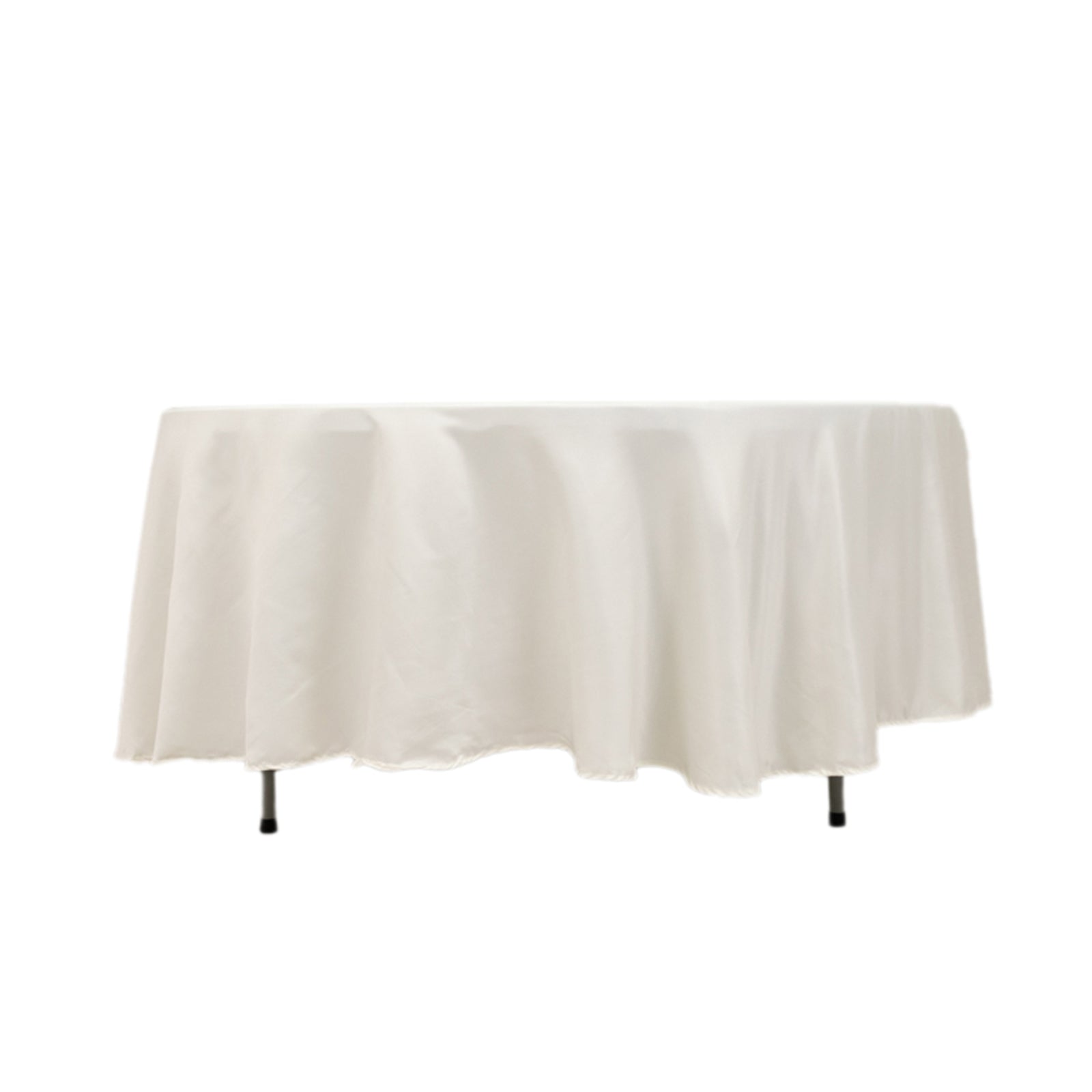 Ivory Lamour Satin 108" Round Tablecloth - Durable & Silk-Like, Ideal for Events