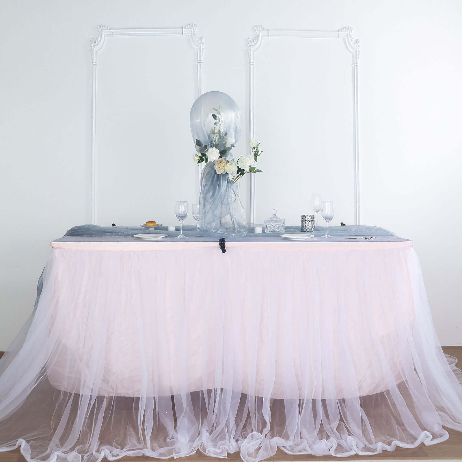 12-Foot Wide, 10-Yard Long Dusty Blue Sheer Chiffon Fabric Bolt for DIY