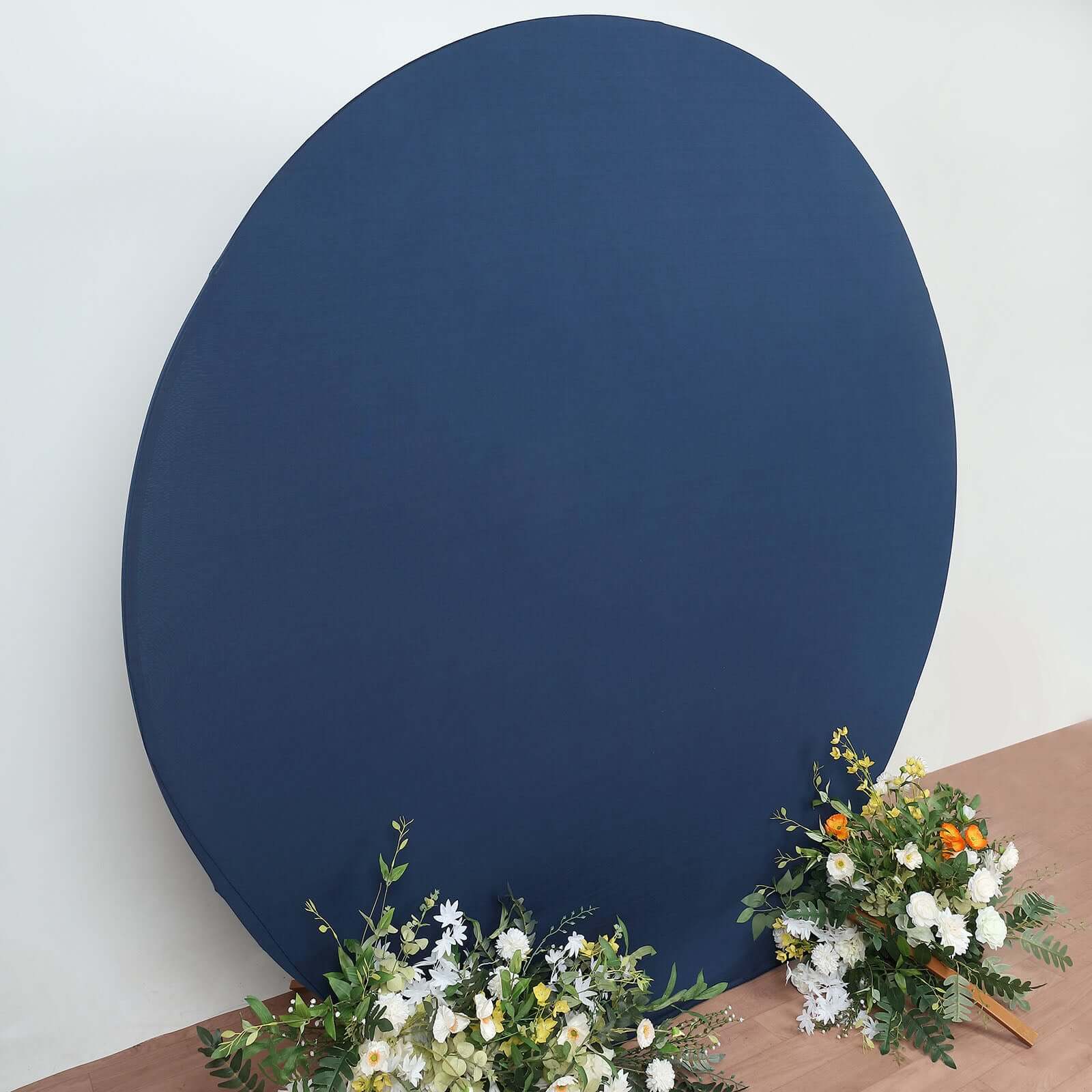 Amazing 7.5ft Navy Blue Round Spandex Party Backdrop Cover