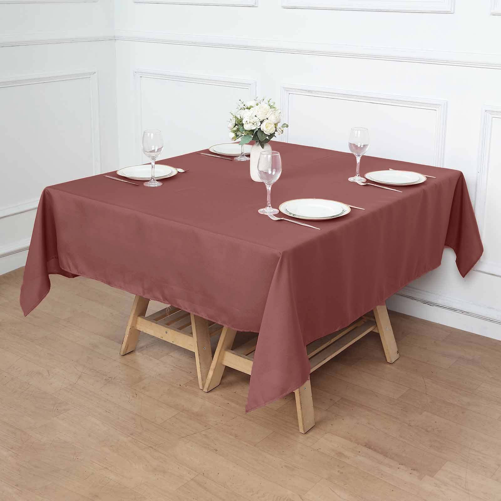 100% Polyester Cinnamon Rose 70x70 Square Tablecloth - Stain & Wrinkle Resistant
