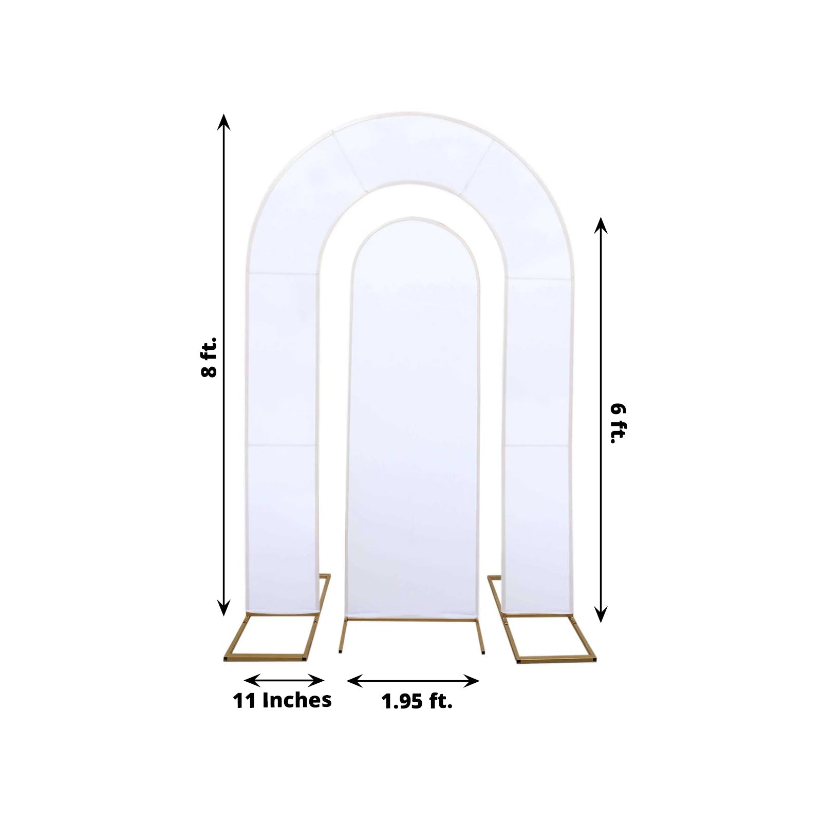 2-Piece White Spandex Wedding Arch Covers - 6ft & 8ft, Ideal for Round Top & Double Arch Stands