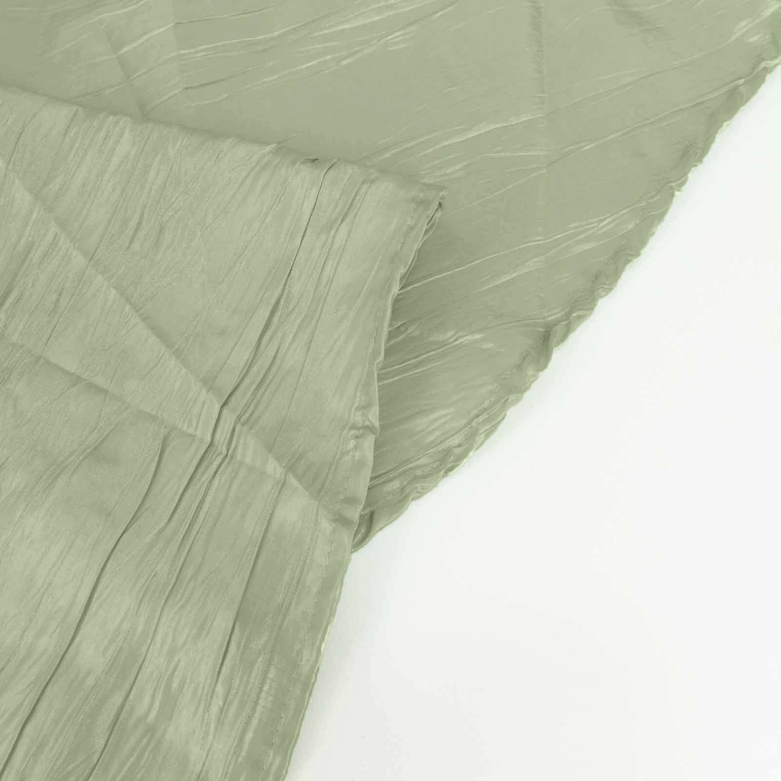 Hot Deal! Seamless Accordion Crinkle Sage Green Taffeta 132 Round Tablecloth for Events